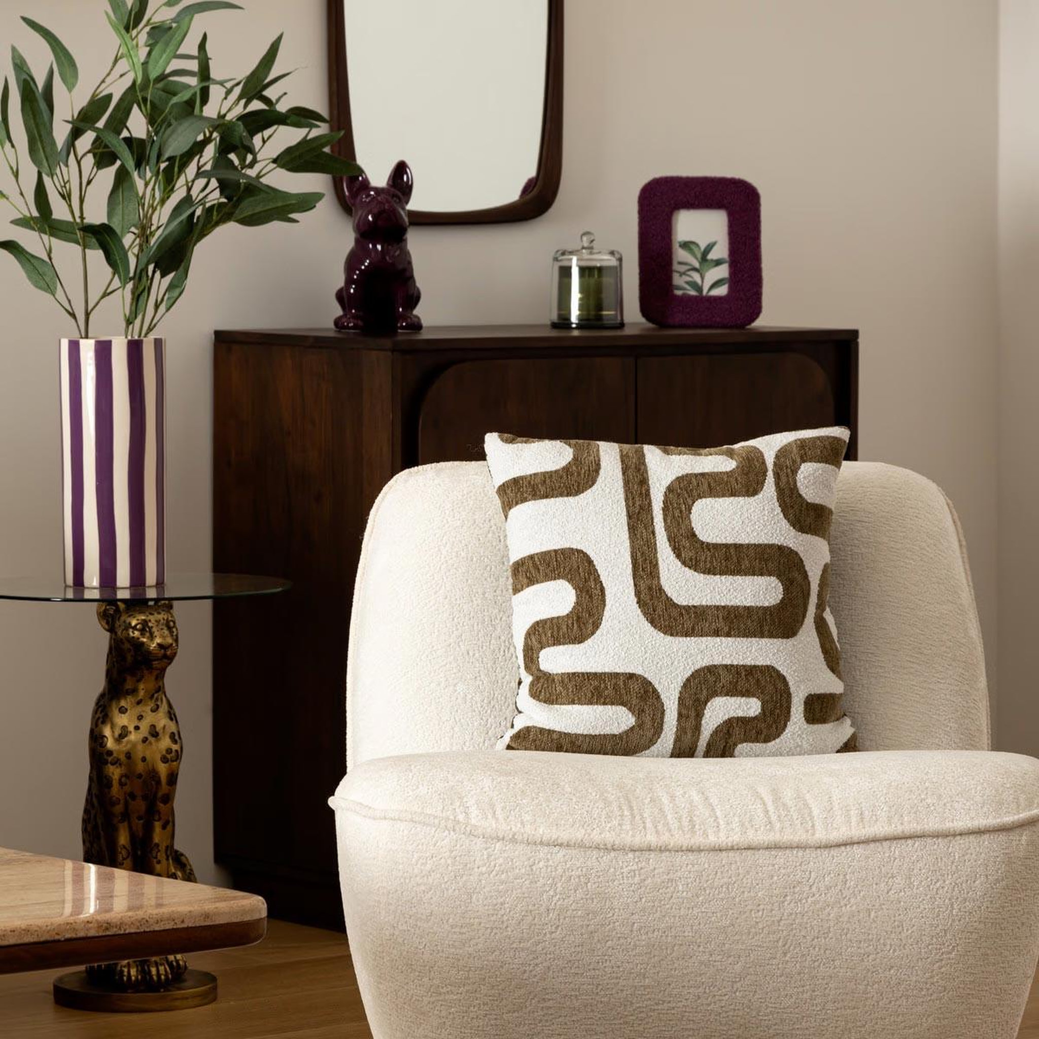 Voir la diapositive 5 : ATMOSPHERA Coussin déco chenille  safina  40x40cm kaki