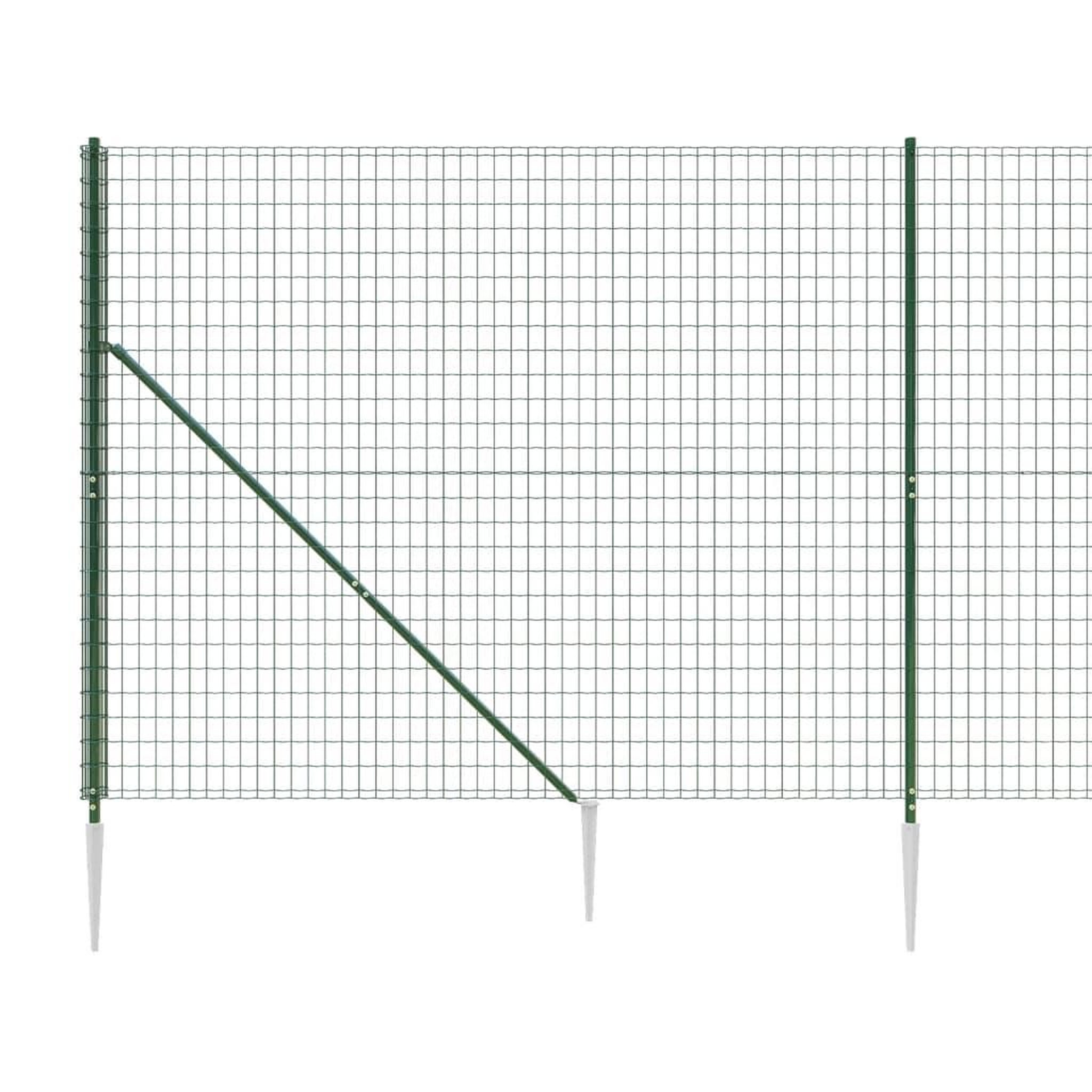 Voir la diapositive 4 : VIDAXL Cloture en treillis metallique et piquet d'ancrage vert 1,6x25m