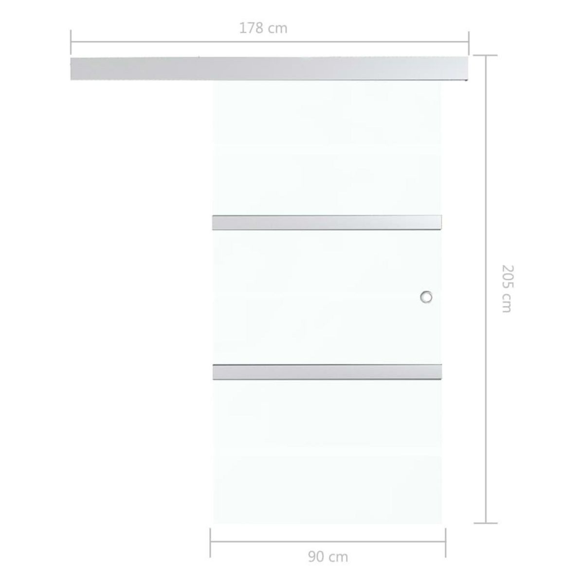 VIDAXL Porte coulissante butees souples Verre ESG aluminium 90x205 cm