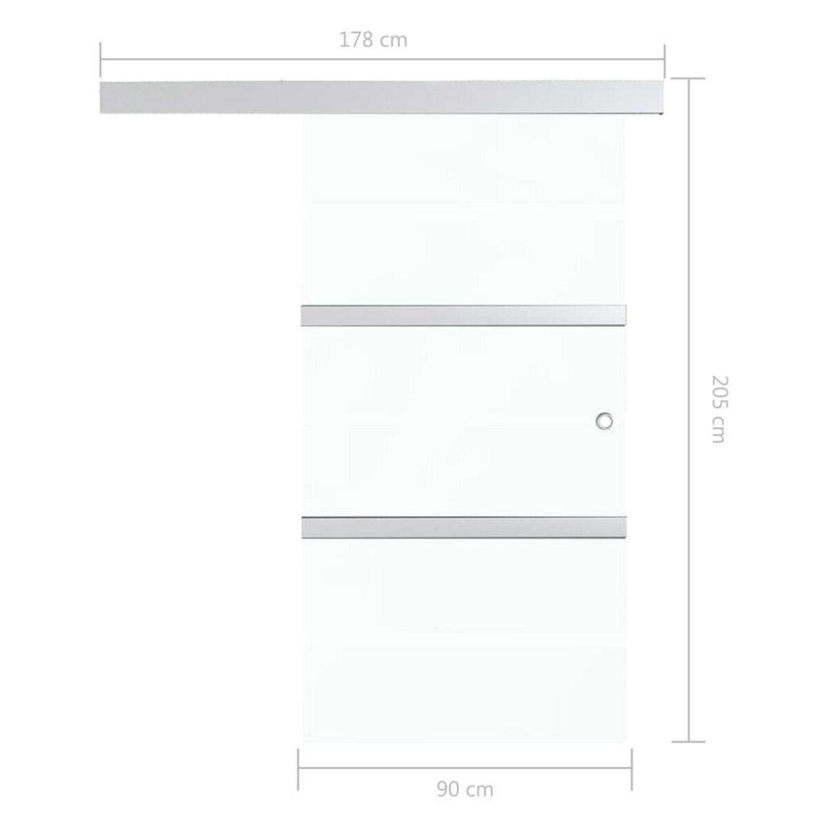 VIDAXL Porte coulissante butees souples Verre ESG aluminium 90x205 cm