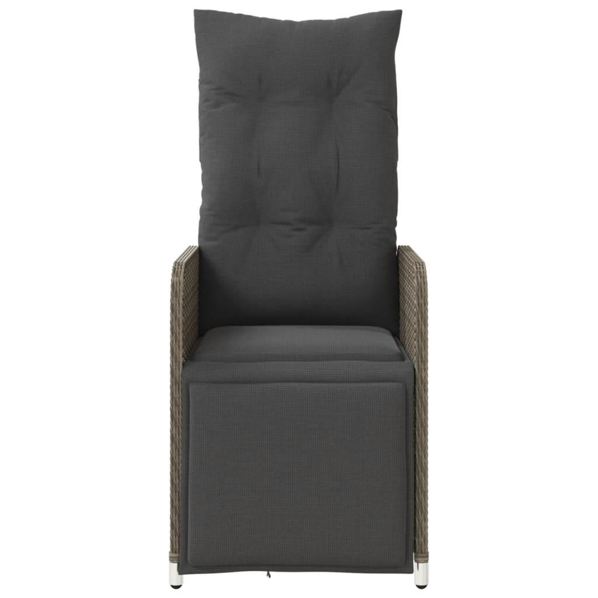 Voir la diapositive 4 : VIDAXL Chaises inclinables de jardin lot de 2 et coussins gris rotin