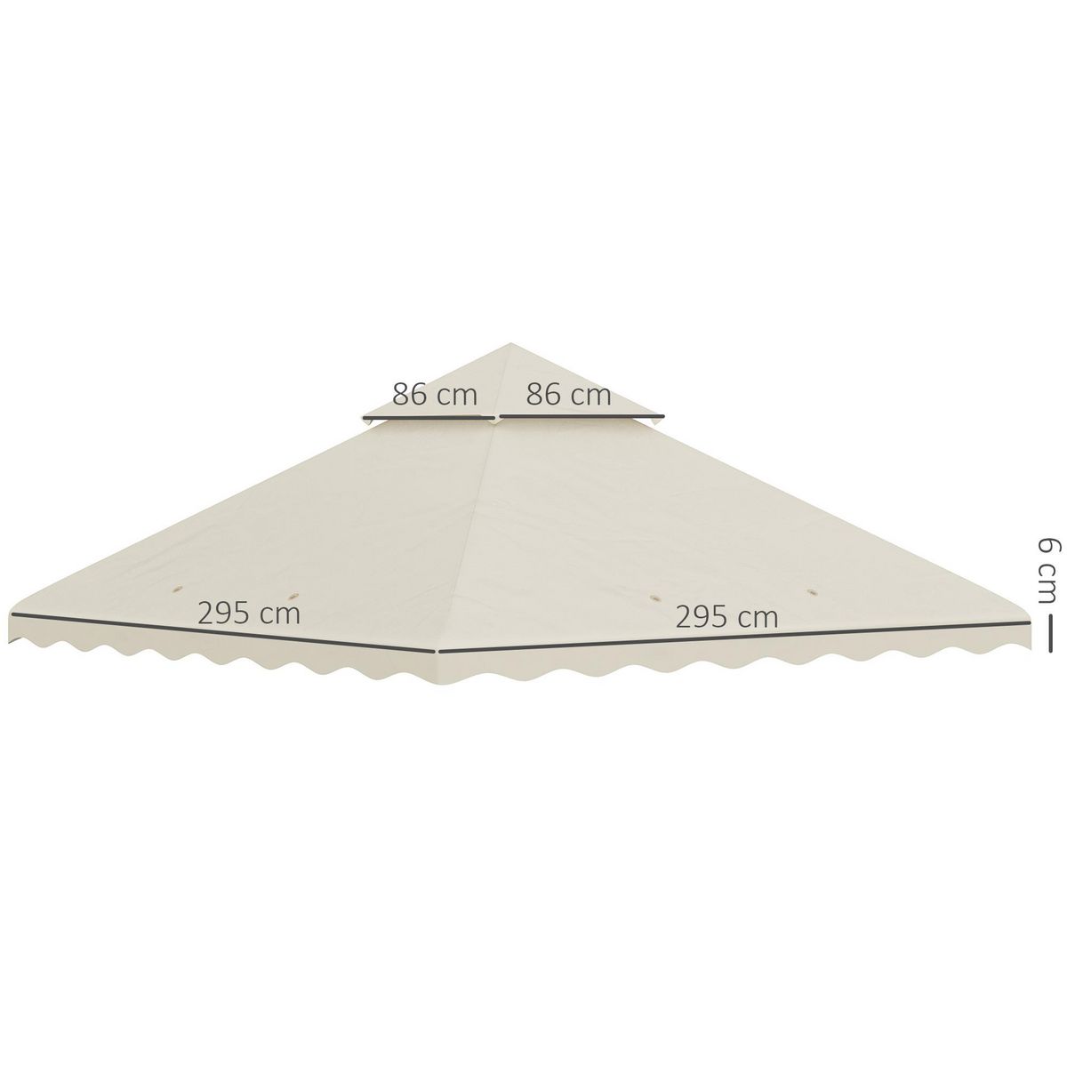 OUTSUNNY Toile de rechange pour barnum tonnelle 3 x 3 m tissu polyester haute densité 180 g/m² anti-UV crème