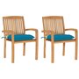 Voir la diapositive 1 : VIDAXL Chaises de jardin lot de 2 et coussins bleu clair Bois de teck