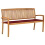Voir la diapositive 1 : VIDAXL Banc de jardin empilable et coussin 159 cm Bois de teck massif