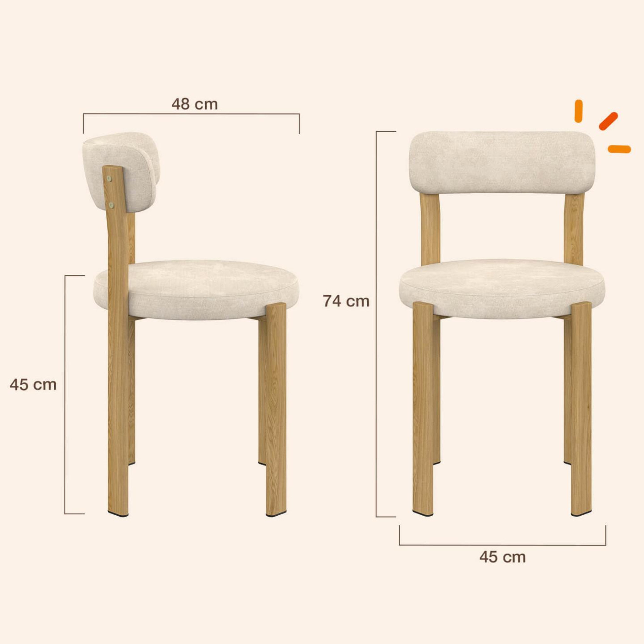 Voir la diapositive 5 : ID MARKET Lot de 4 chaises nella en tissu chenille beige pour salle à manger