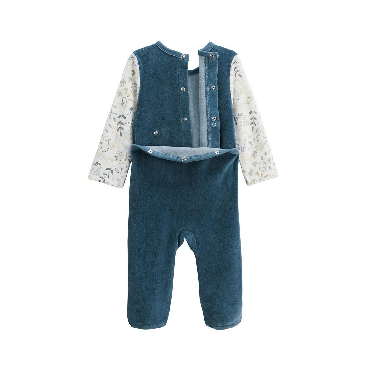 Petit Béguin Pyjama bébé en velours Cacahuète