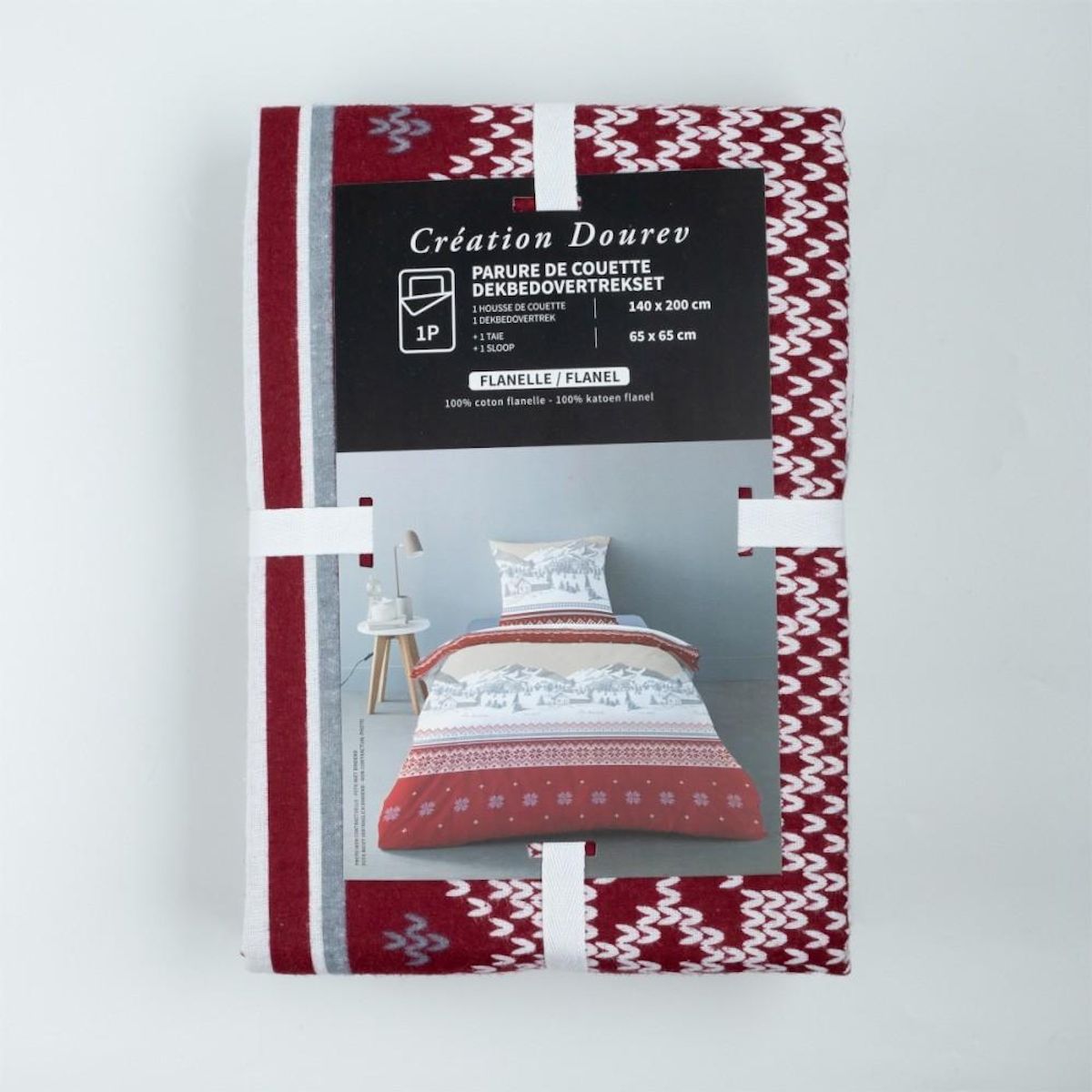 Dourev Housse de couette Flanelle 140x200 + 1 taie d'oreiller