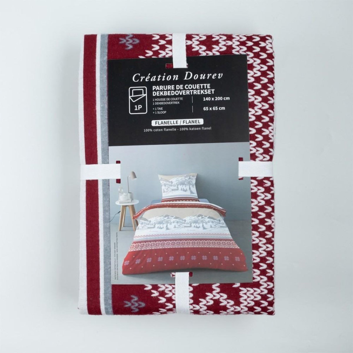 Dourev Housse de couette Flanelle 140x200 + 1 taie d'oreiller