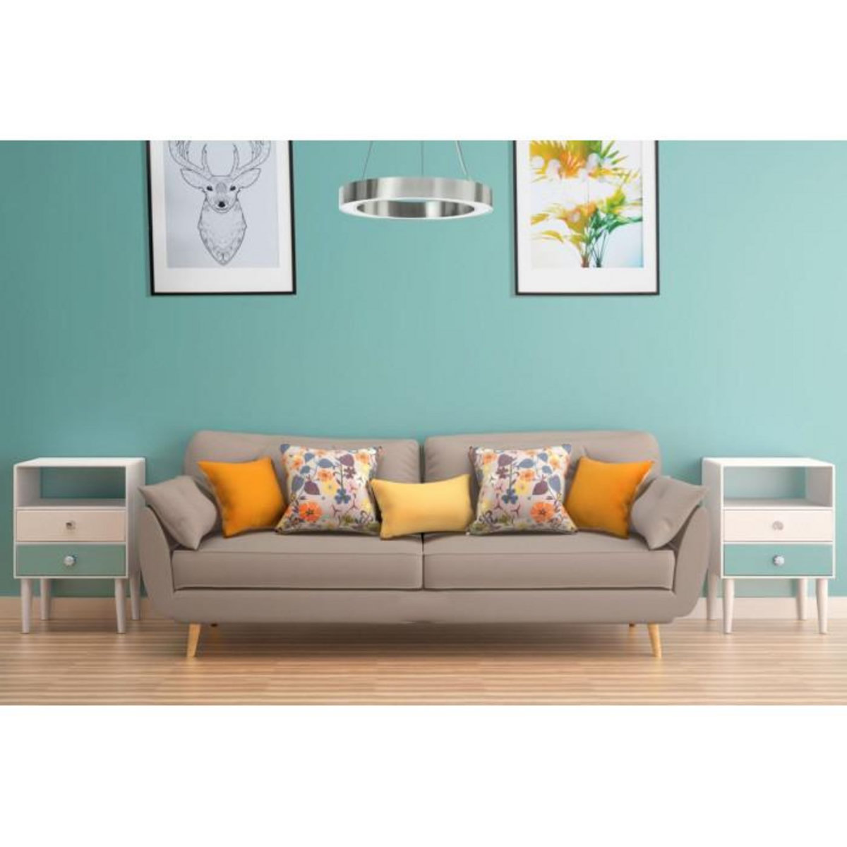 Paris Prix Lampe Suspension Design  Saturn  50cm Argent