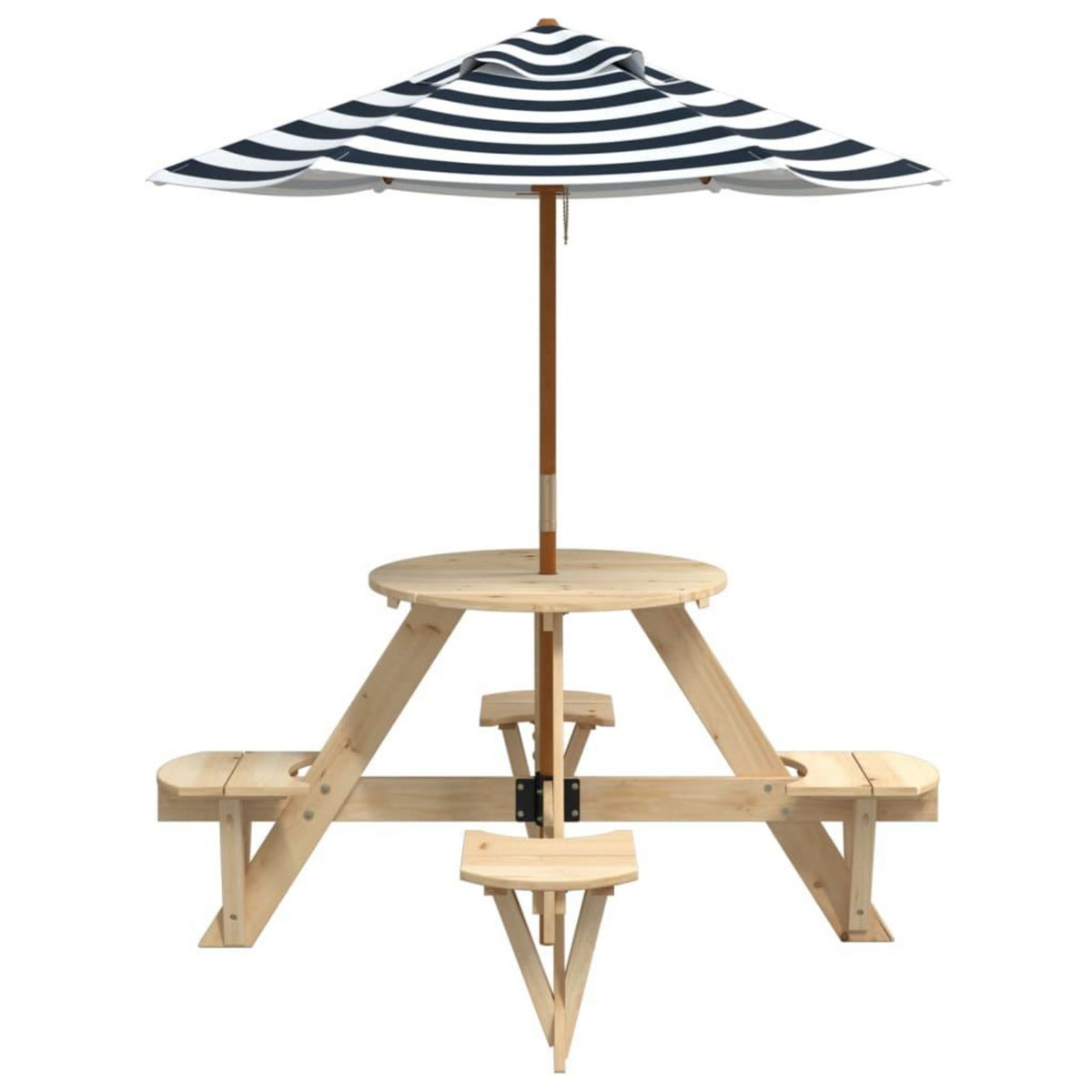 VIDAXL Table de pique-nique pour 4 enfants avec parasol rond sapin