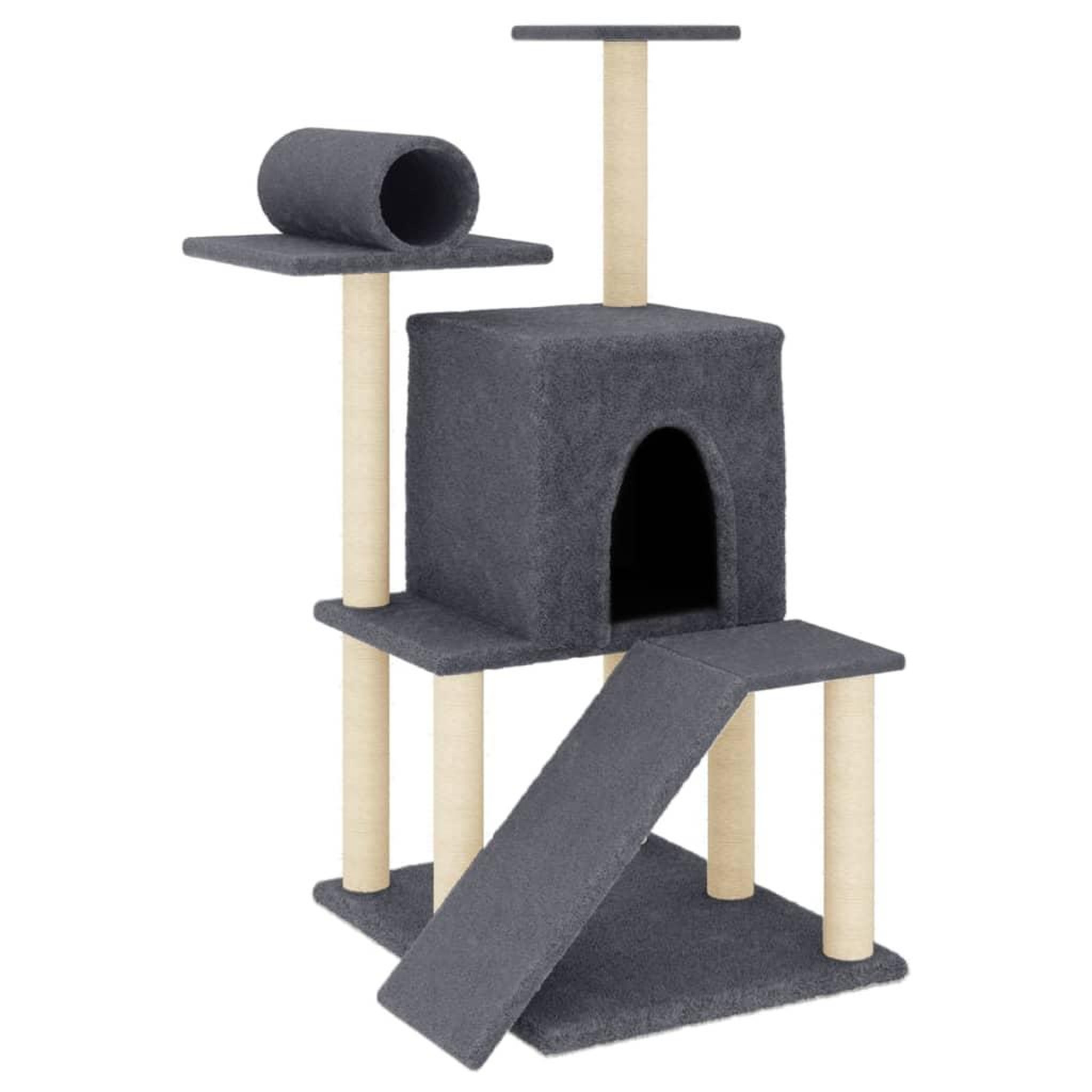 Voir la diapositive 2 : VIDAXL Arbre a chat avec griffoirs en sisal gris fonce 110,5 cm