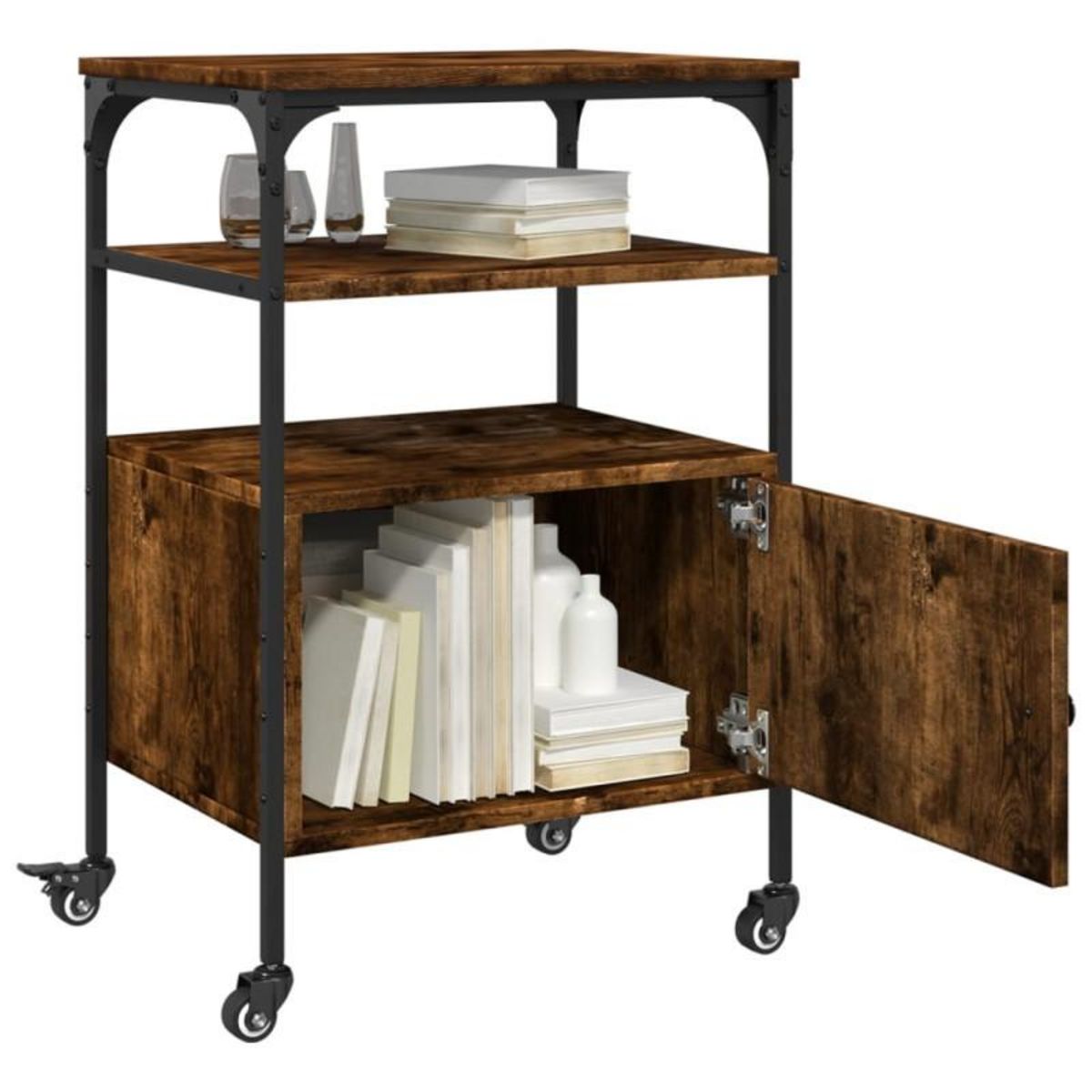 VIDAXL Support d imprimante à 3 niveaux chêne fumé 50x40x76 cm