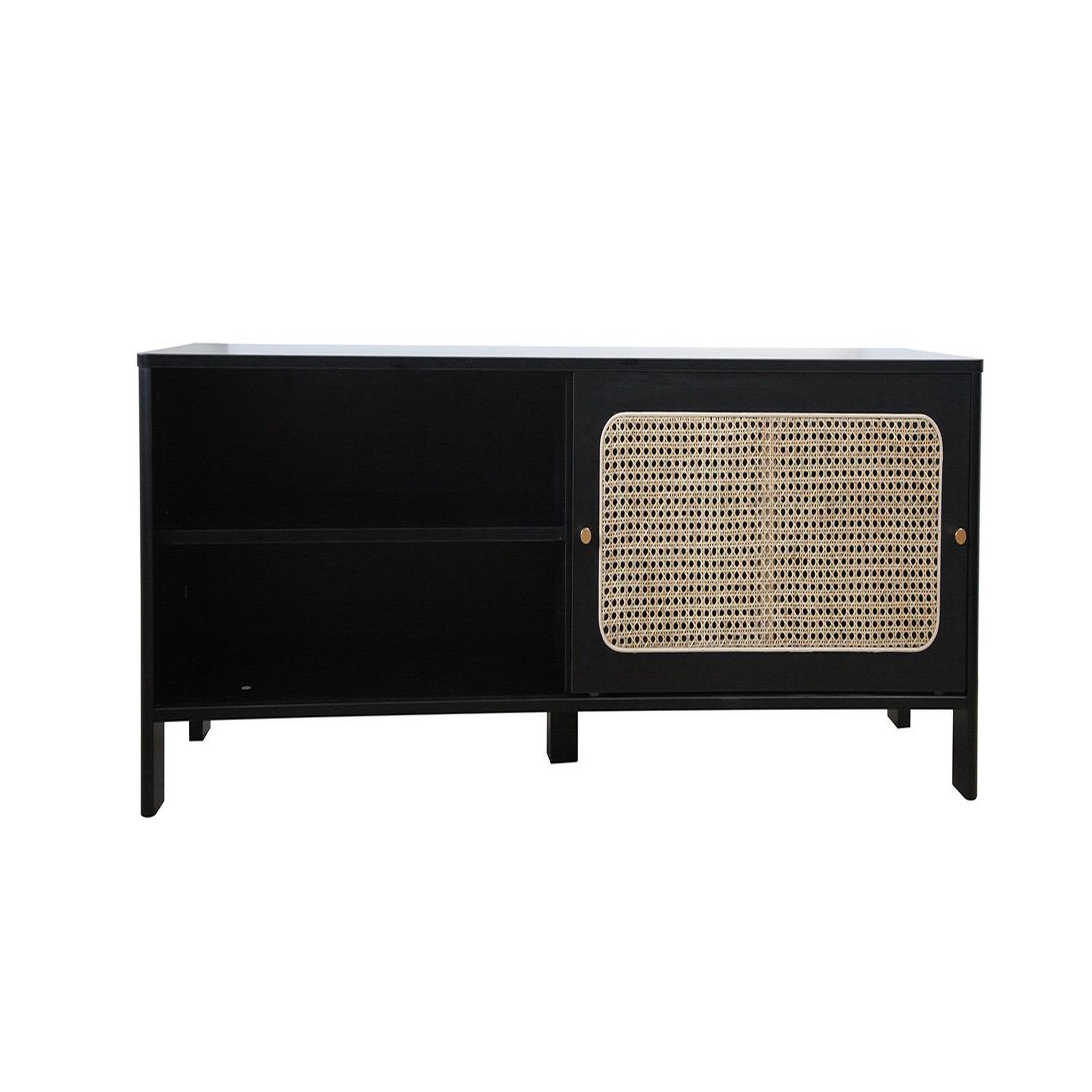 Voir la diapositive 5 : CONCEPT USINE Meuble TV en bois noir et cannage BALI