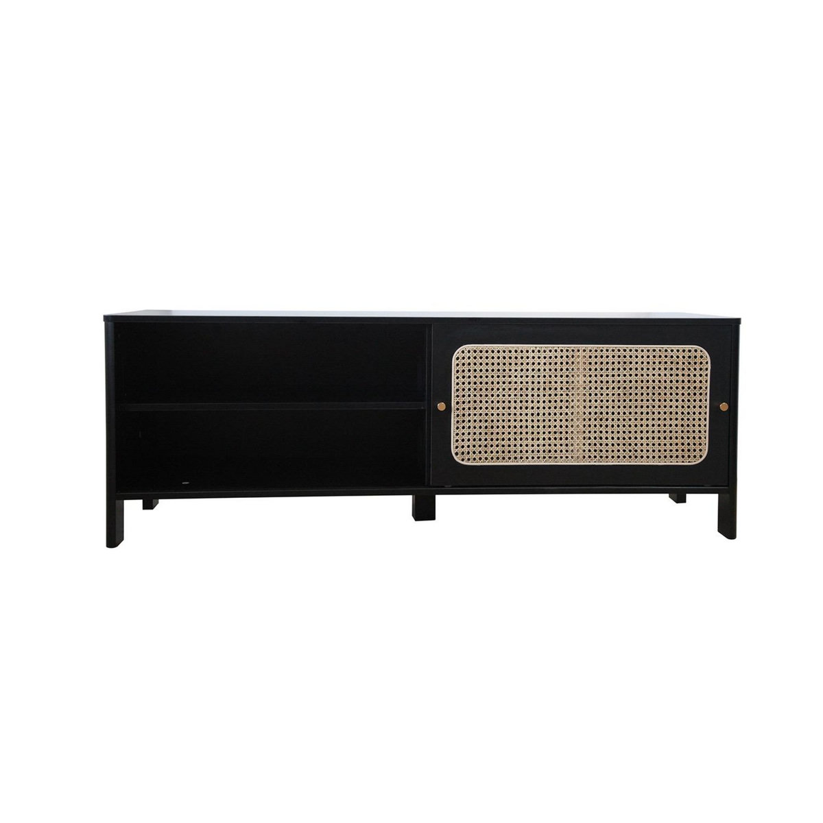 CONCEPT USINE Meuble TV en bois noir et cannage BALI