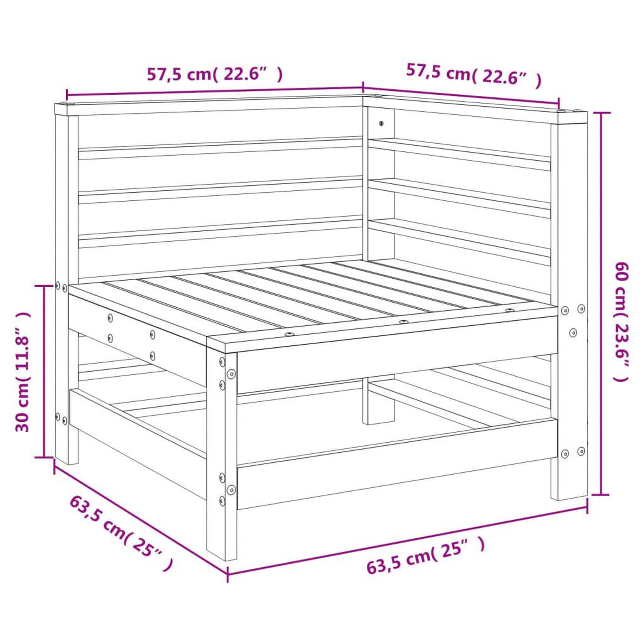 Voir la diapositive 6 : VIDAXL Canape d'angle de jardin bois massif douglas
