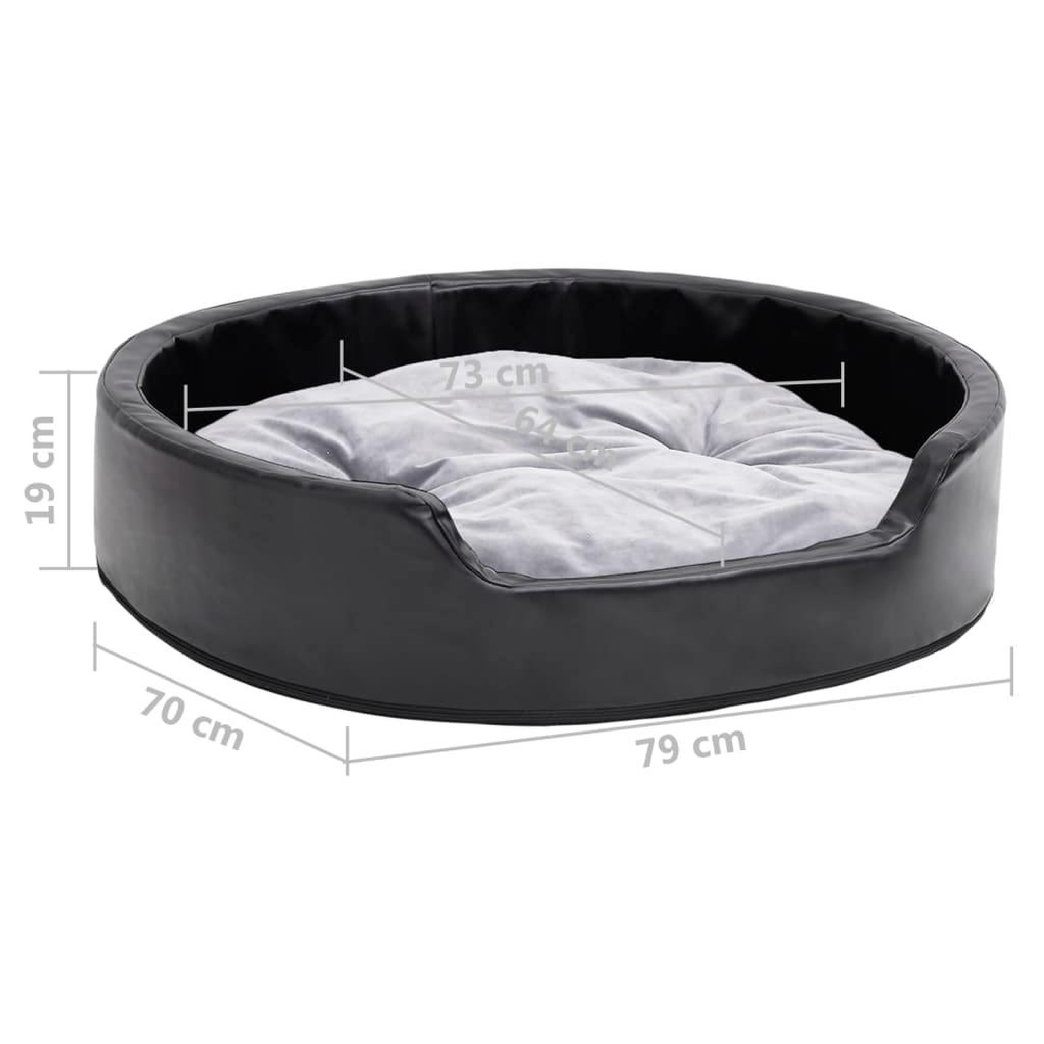 Voir la diapositive 6 : VIDAXL Lit pour chiens Noir et gris 79x70x19 cm Peluche et similicuir