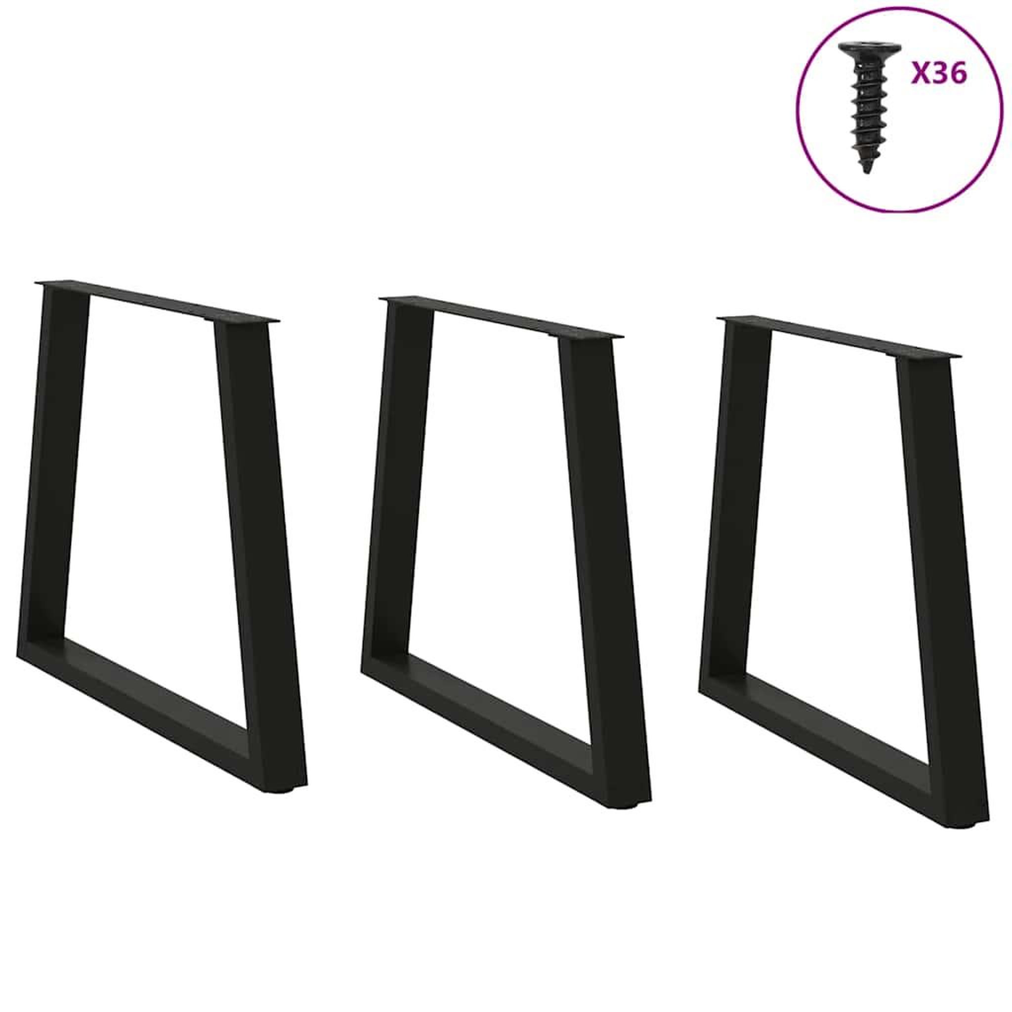 Voir la diapositive 3 : VIDAXL Pieds de table a manger forme de V 3 pcs noir 70x(72-73,3) cm