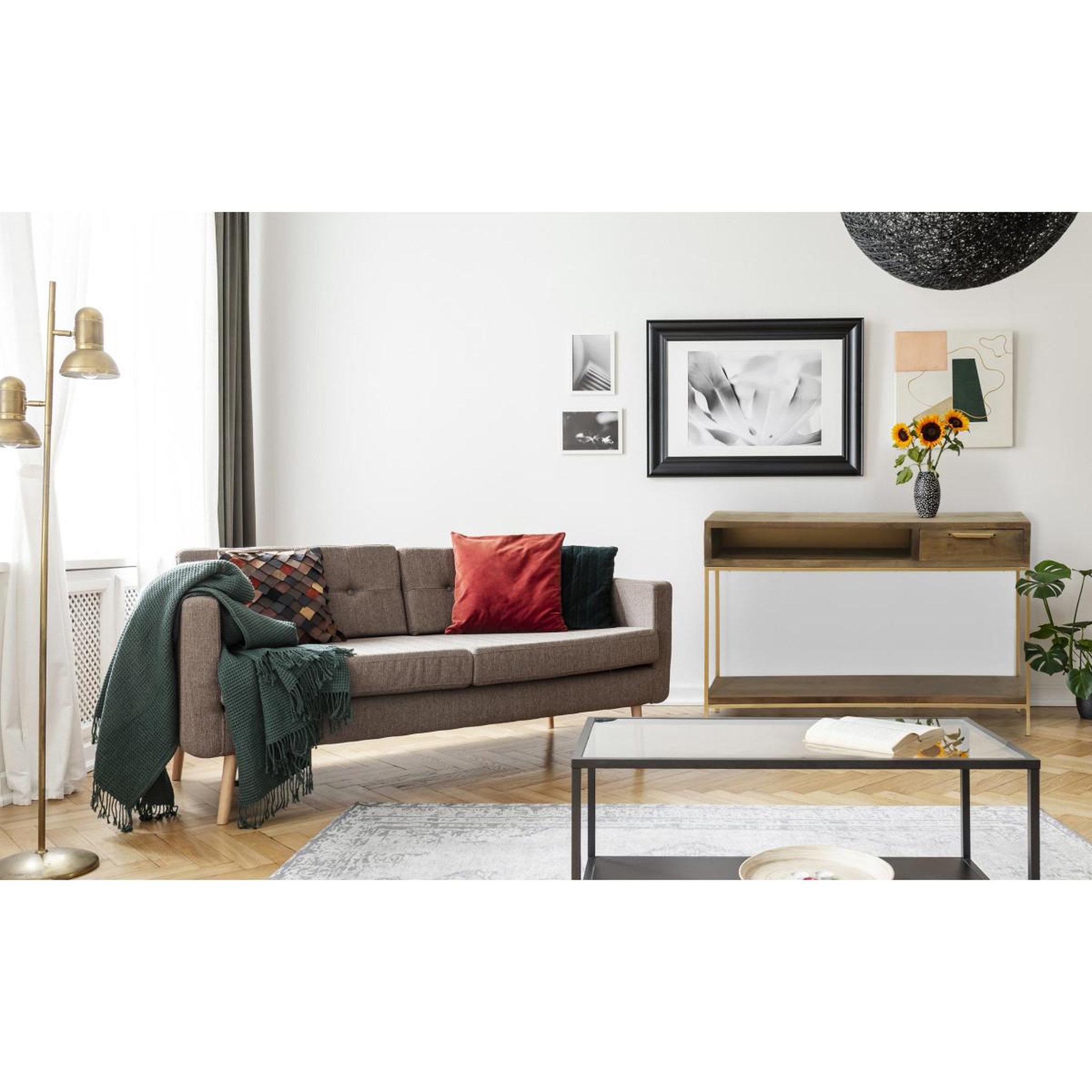 Voir la diapositive 2 : Paris Prix Console Design  Firmin  120m Marron & Or