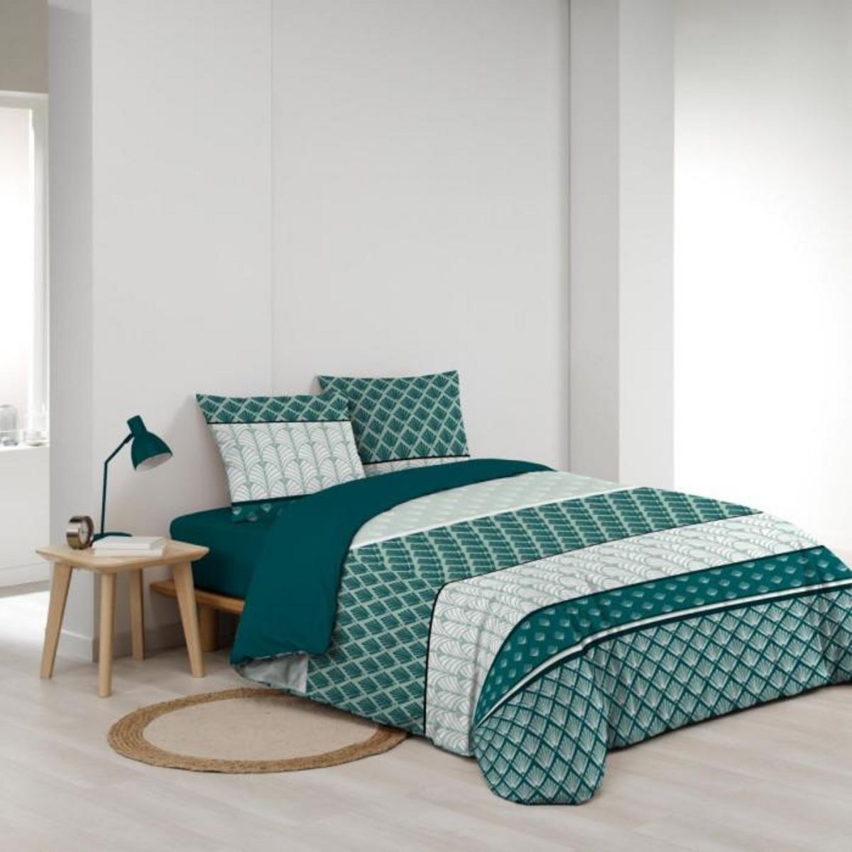 Paris Prix Parure de Lit 3 Pièces  Stria  240x220cm Émeraude