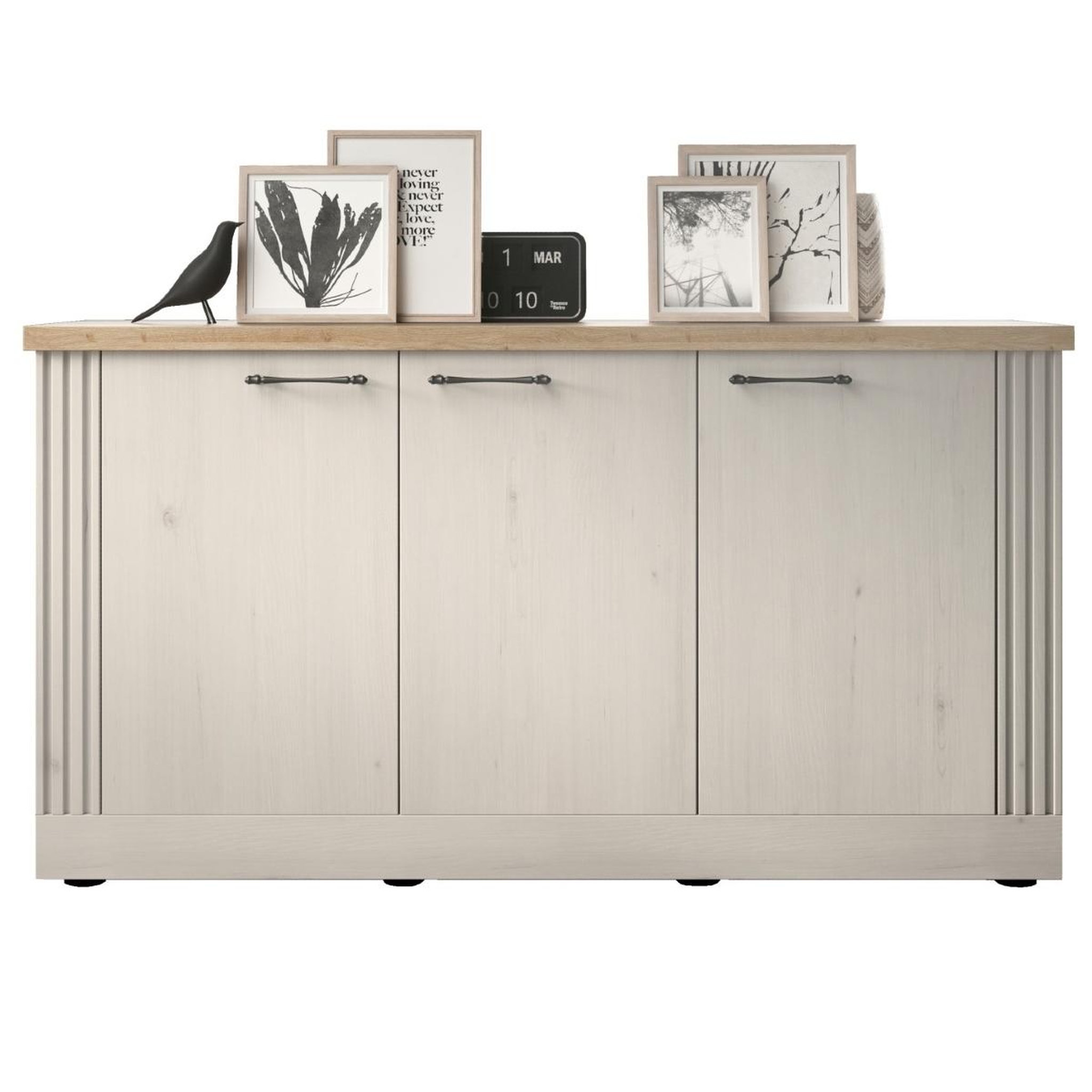 JLC KREATION Buffet moderne 3 portes coloris chêne naturel yanis