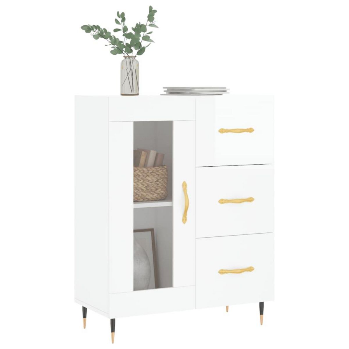 VIDAXL Buffet Blanc brillant 69,5x34x90 cm Bois d'ingenierie