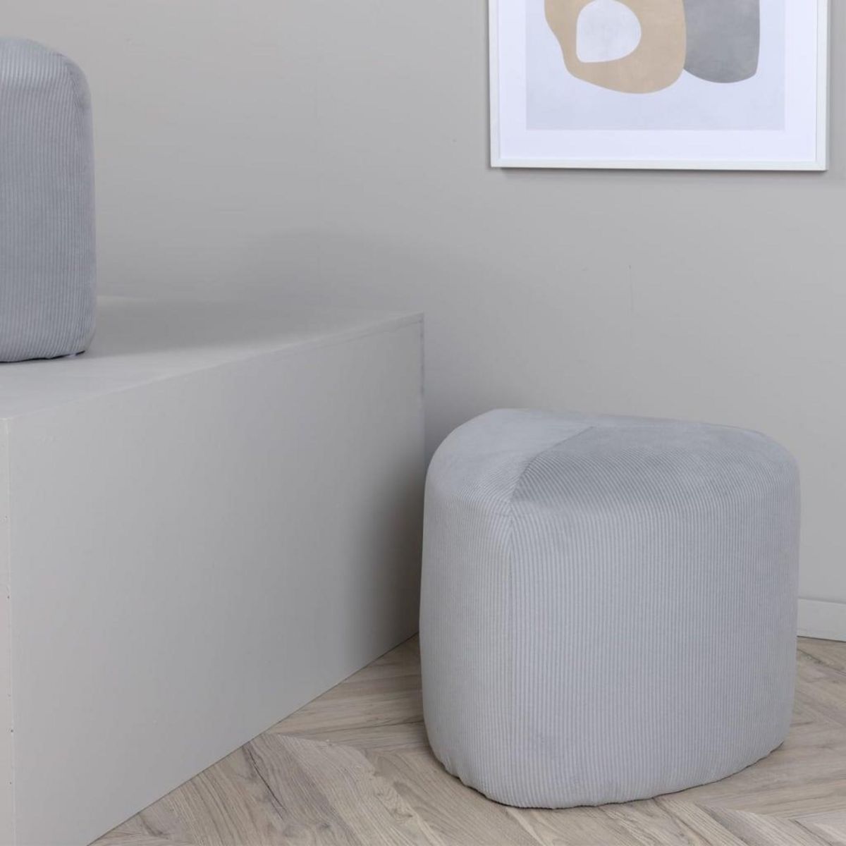Venture Home Venture Home Pouf Peg 46x46x41 cm Velours cotele Gris