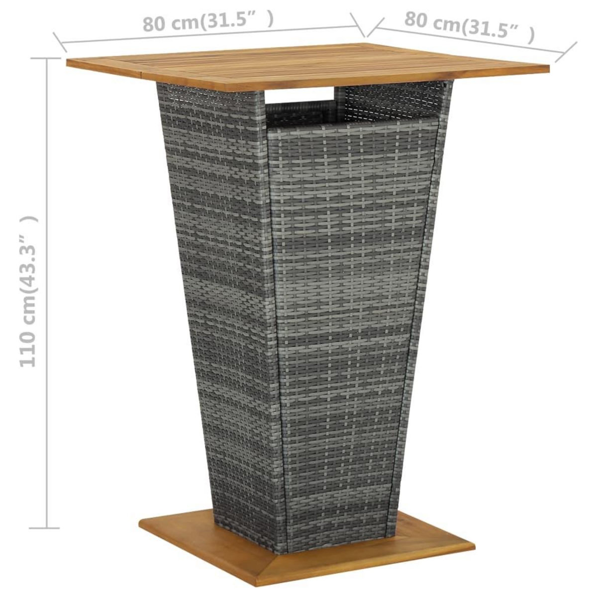 VIDAXL Ensemble de bar de jardin 3 pcs Gris