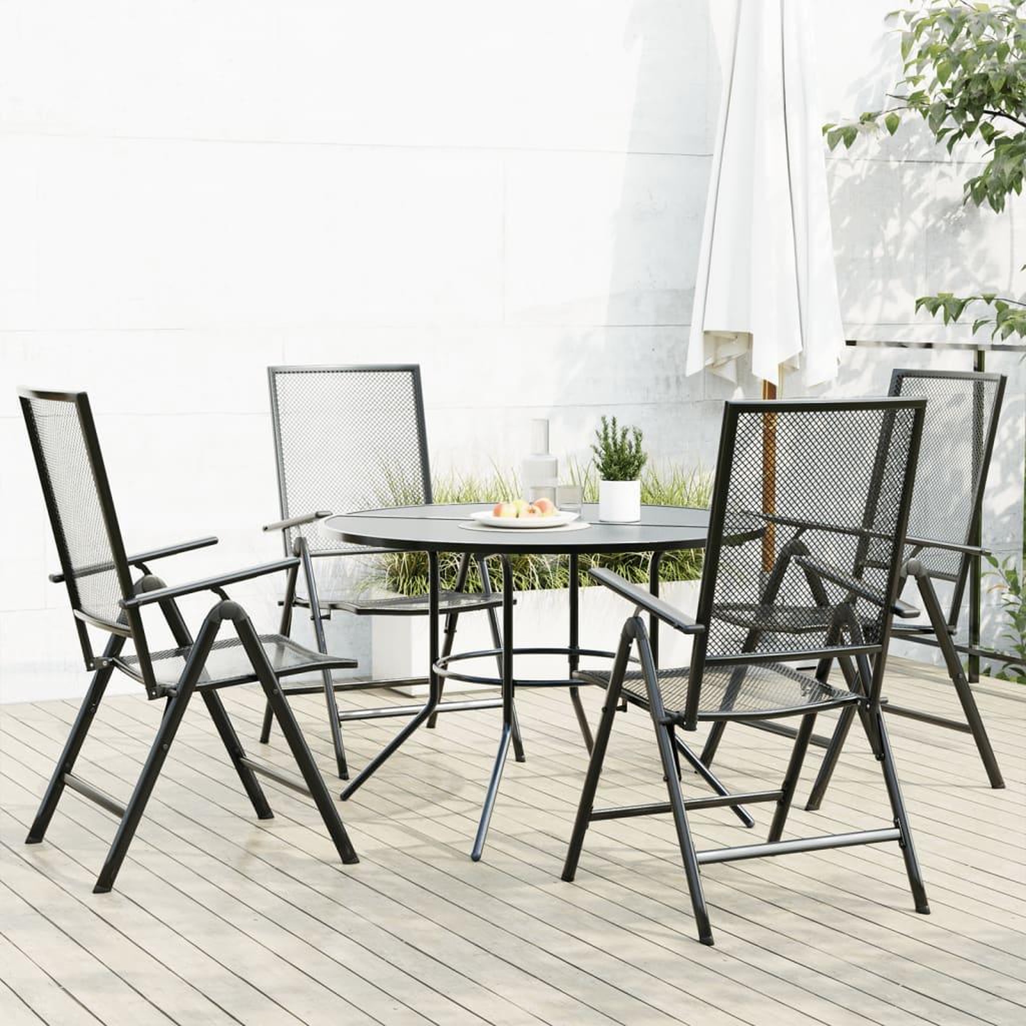 VIDAXL Ensemble de chaises de jardin inclinables 5 pcs anthracite