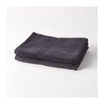 Today TODAY Essential - Lot de 2 serviettes de toilette 50x90 cm 100% Coton coloris fusain