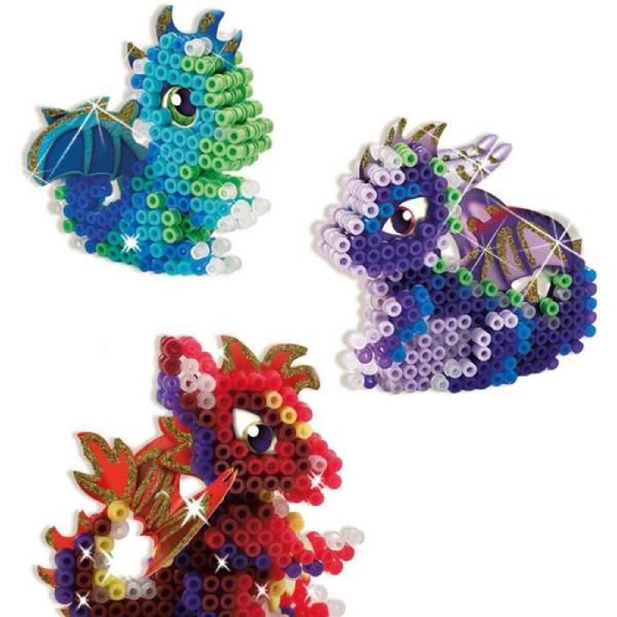 Voir la diapositive 4 : SES Creative Perles a repasser - Dragons - SES CREATIVE - Fabrique 3 types de dragons en 3D.