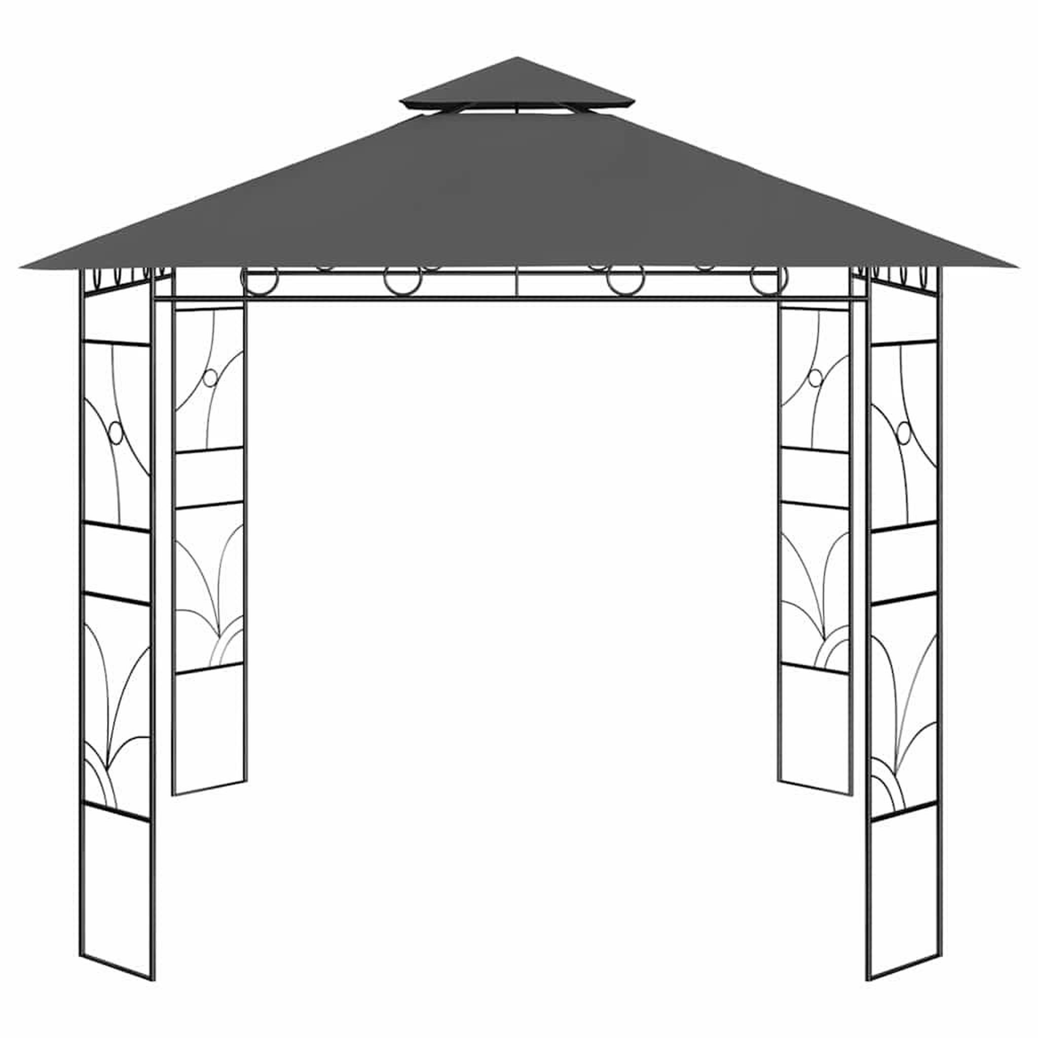 Voir la diapositive 2 : VIDAXL Belvedere 3x3x2,7 m anthracite 160 g/m^2