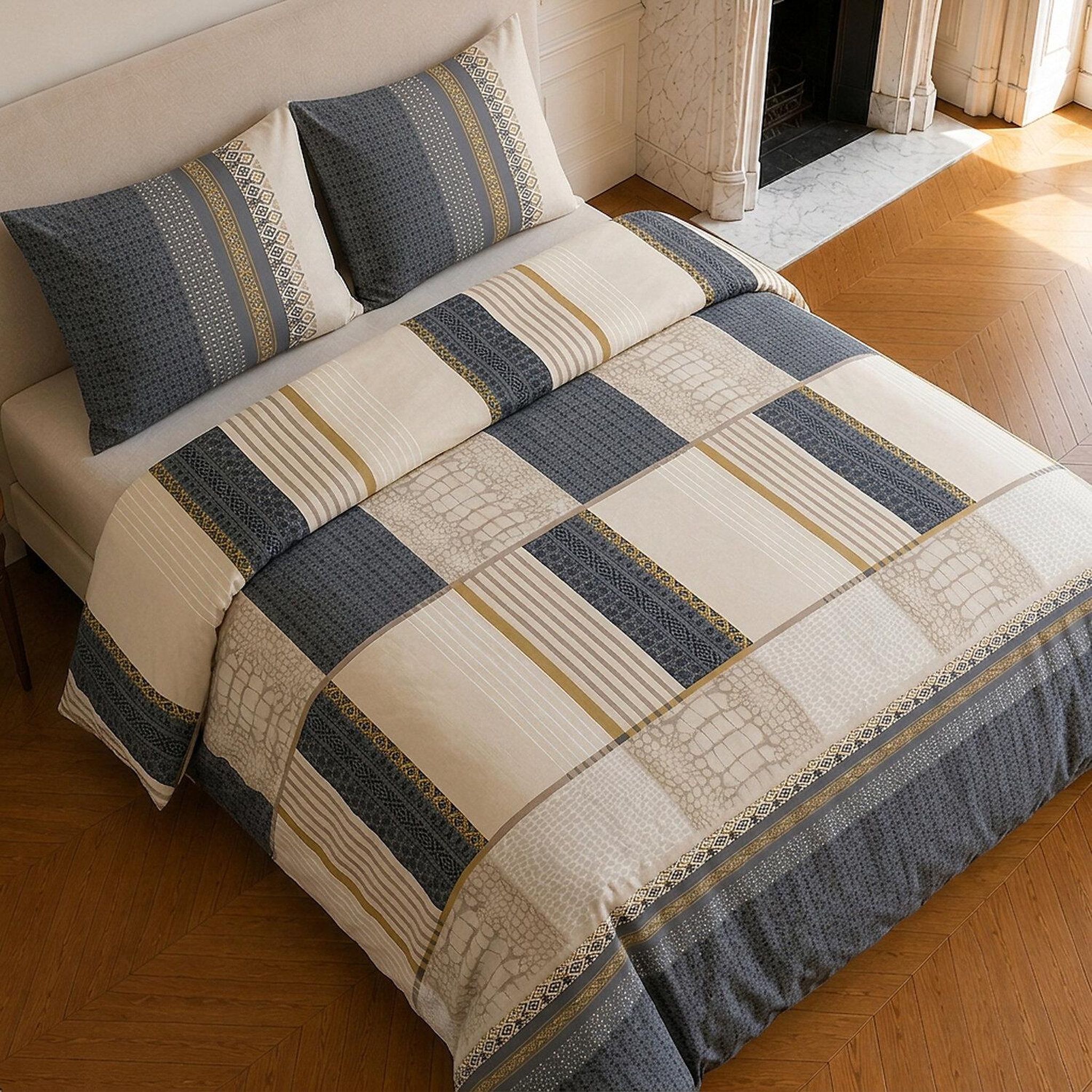 Voir la diapositive 4 : Home collection Parure housse de couette imprimée 100% microfibre - helene - 220x240 cm