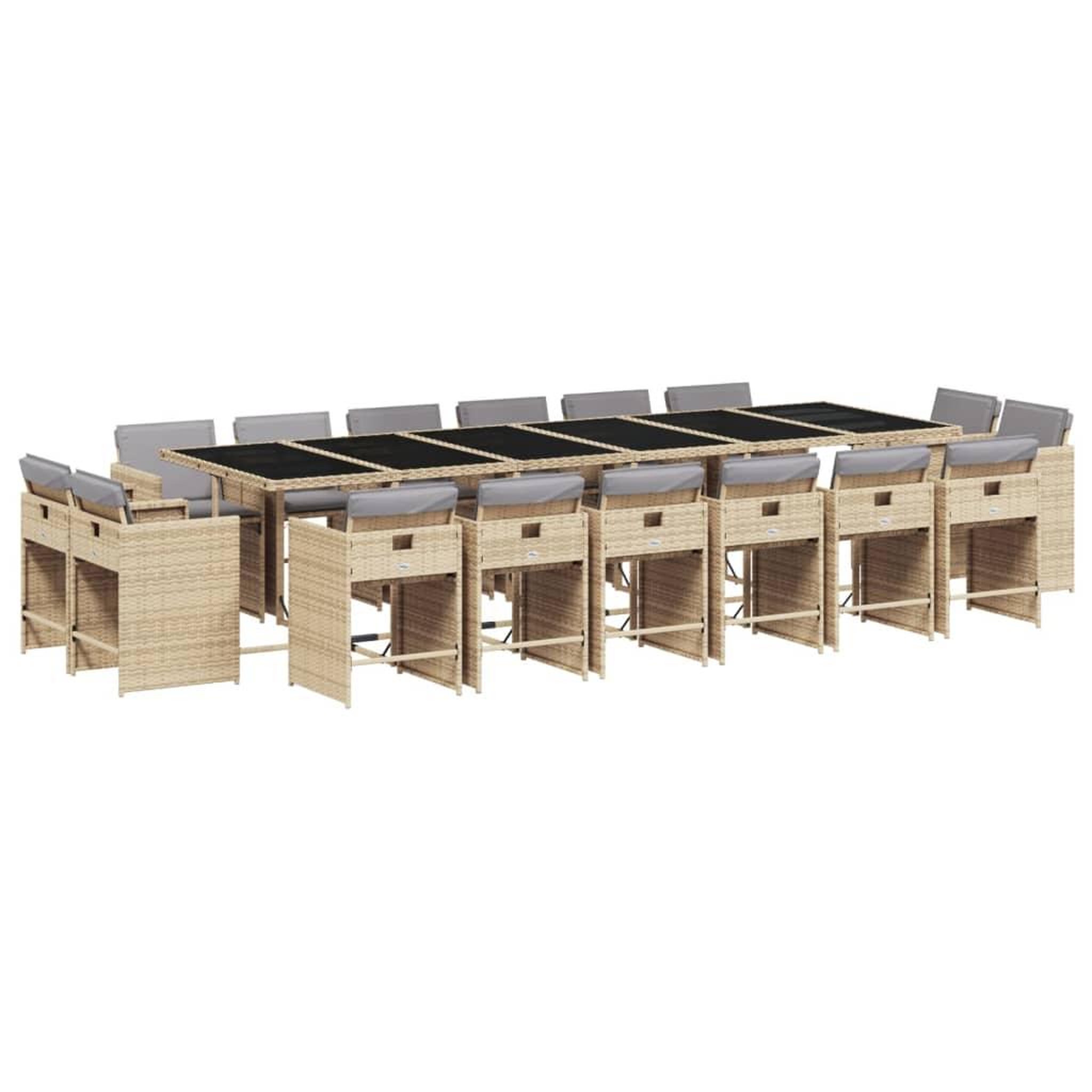 Voir la diapositive 2 : VIDAXL Ensemble a manger de jardin et coussins 17 pcs melange beige