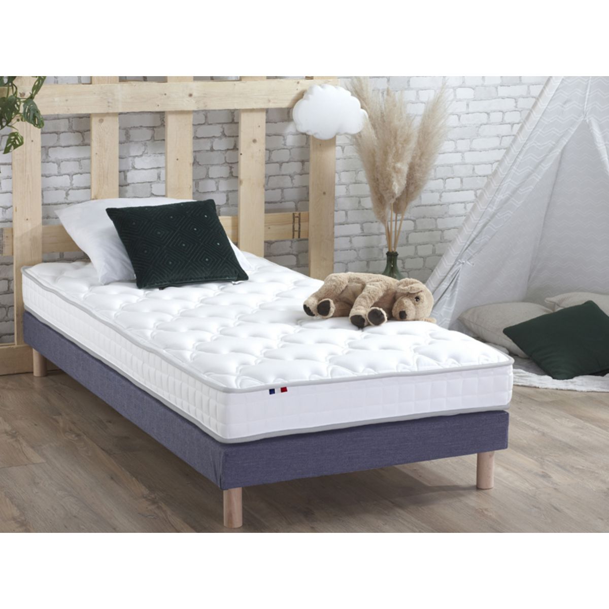 Ensemble matelas+sommier AVIGNON, couchage 90x190cm, matelas mousse HR + LATEX  