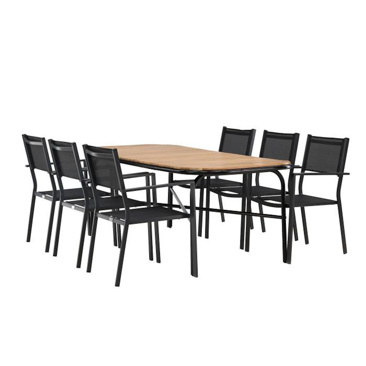 Paris Prix Ensemble Table de Jardin & 6 Chaises  Holmbeck & Copacabana  200cm Naturel & Noir