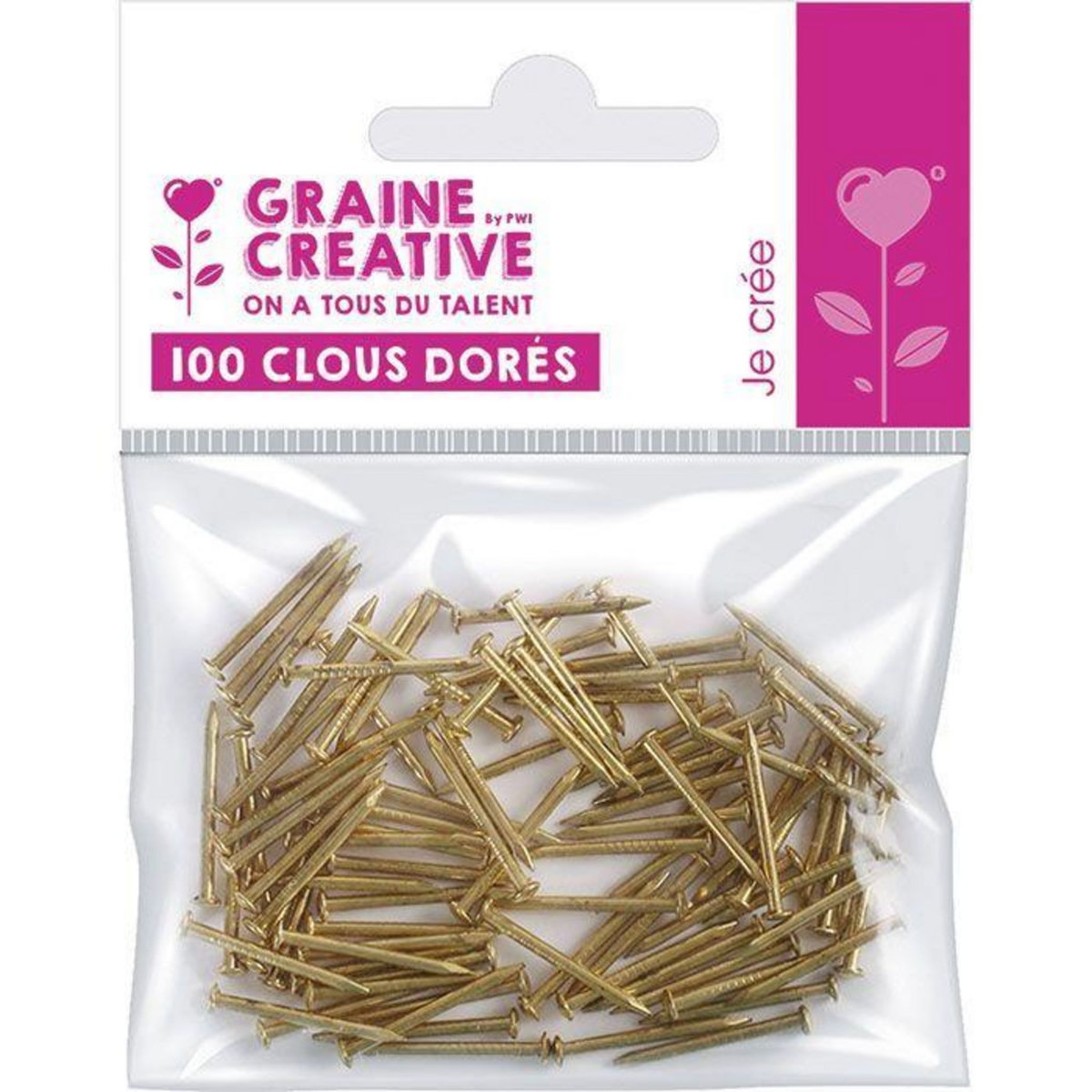 Graine créative 100 clous dorés pour art filaire - String art - 20 mm