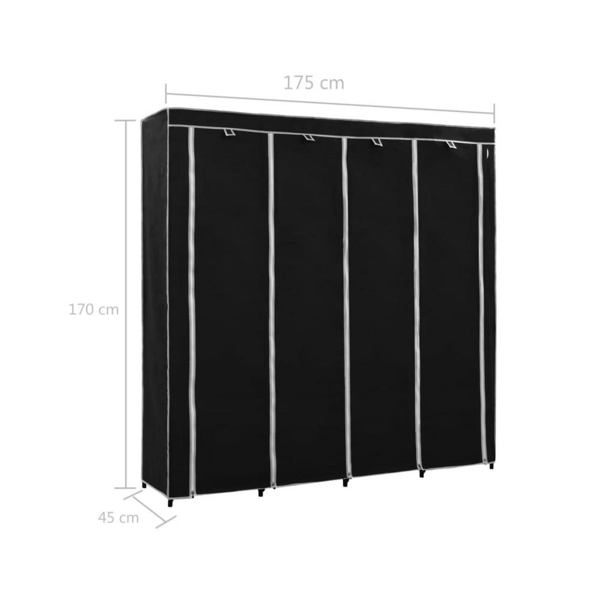 VIDAXL Garde-robe avec 4 compartiments Noir 175x45x170 cm