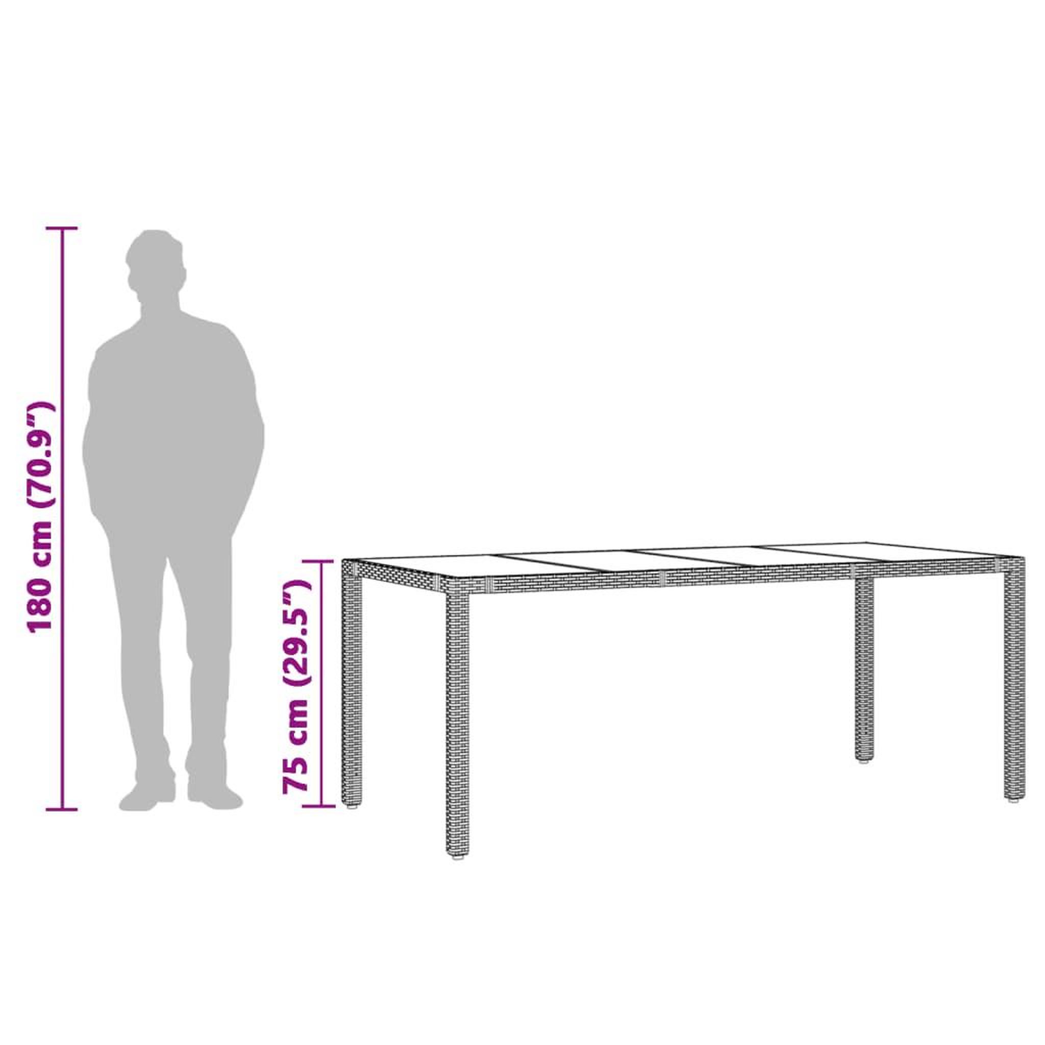 Voir la diapositive 6 : VIDAXL Table de jardin avec dessus en verre marron resine tressee