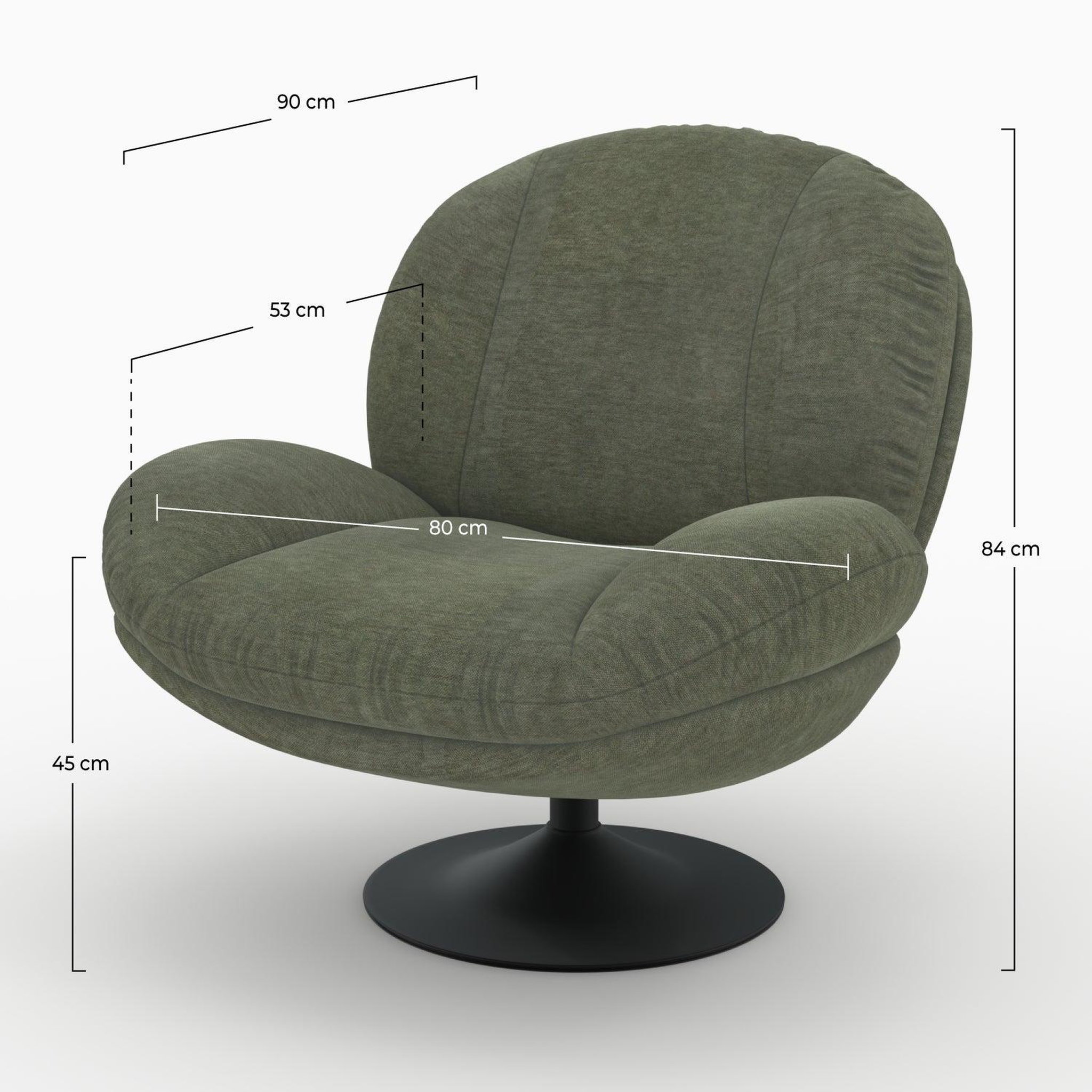 Voir la diapositive 4 : MAISON PAVANE Fauteuil pivotant en tissu effet velours vert kaki-ricci