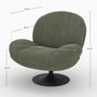 Voir la diapositive 4 : MAISON PAVANE Fauteuil pivotant en tissu effet velours vert kaki-Ricci
