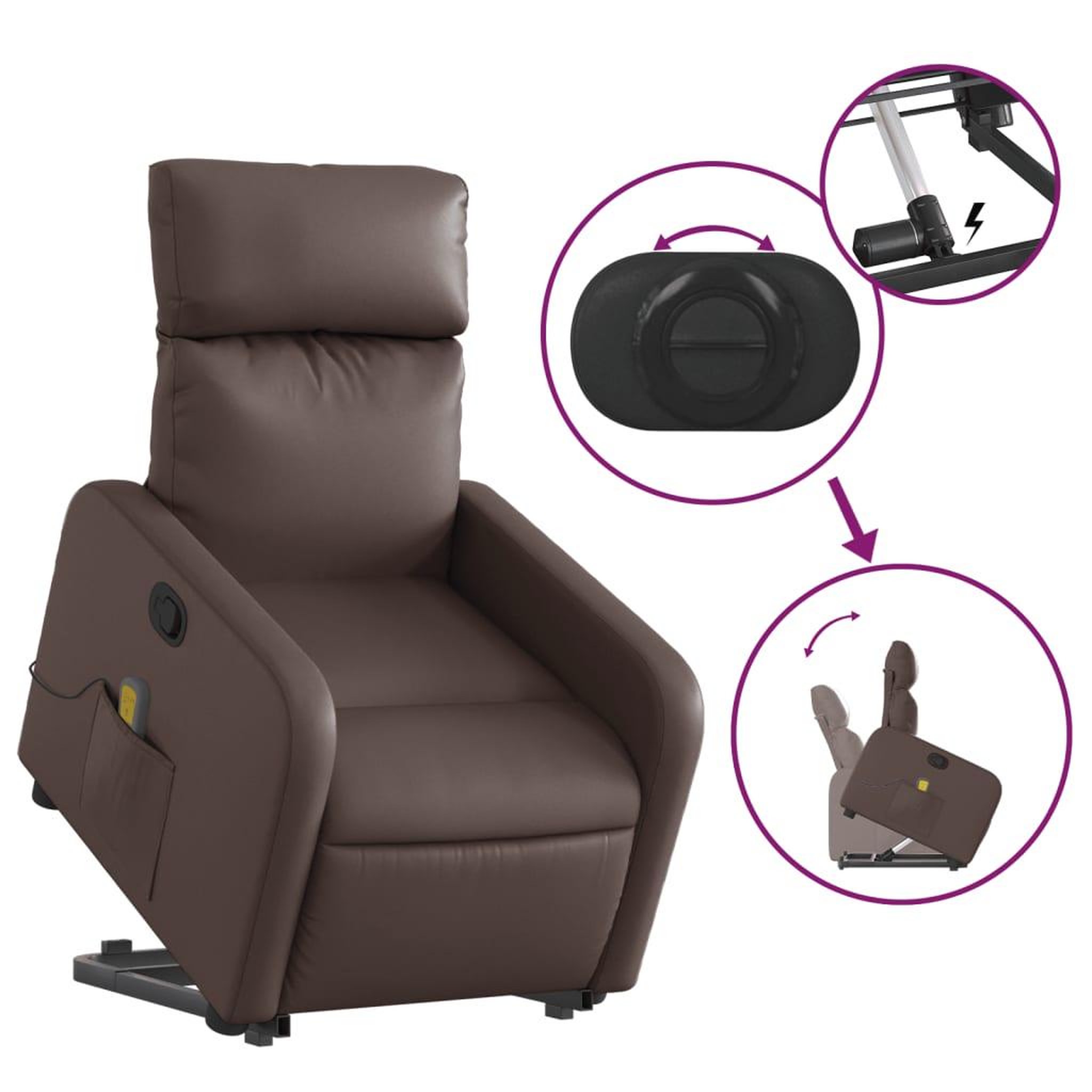 Voir la diapositive 5 : VIDAXL Fauteuil inclinable de massage Marron Similicuir