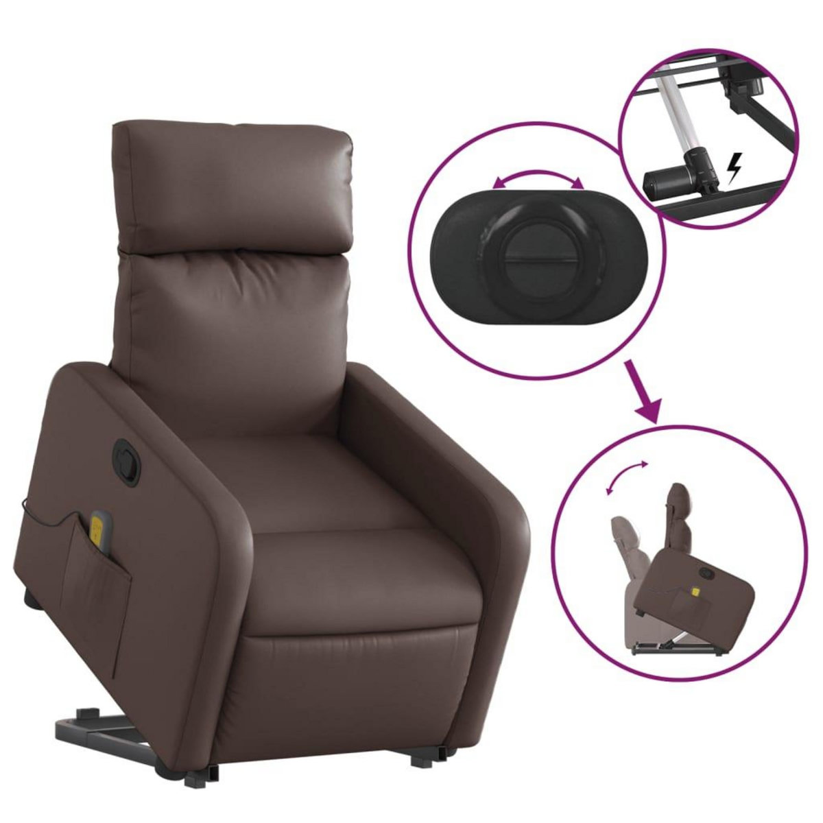 VIDAXL Fauteuil inclinable de massage Marron Similicuir