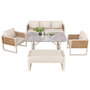 Voir la diapositive 1 : MERAX Salon de jardin 7 places en acier avec table d'appoint, coussins lavables, pieds réglables, beige