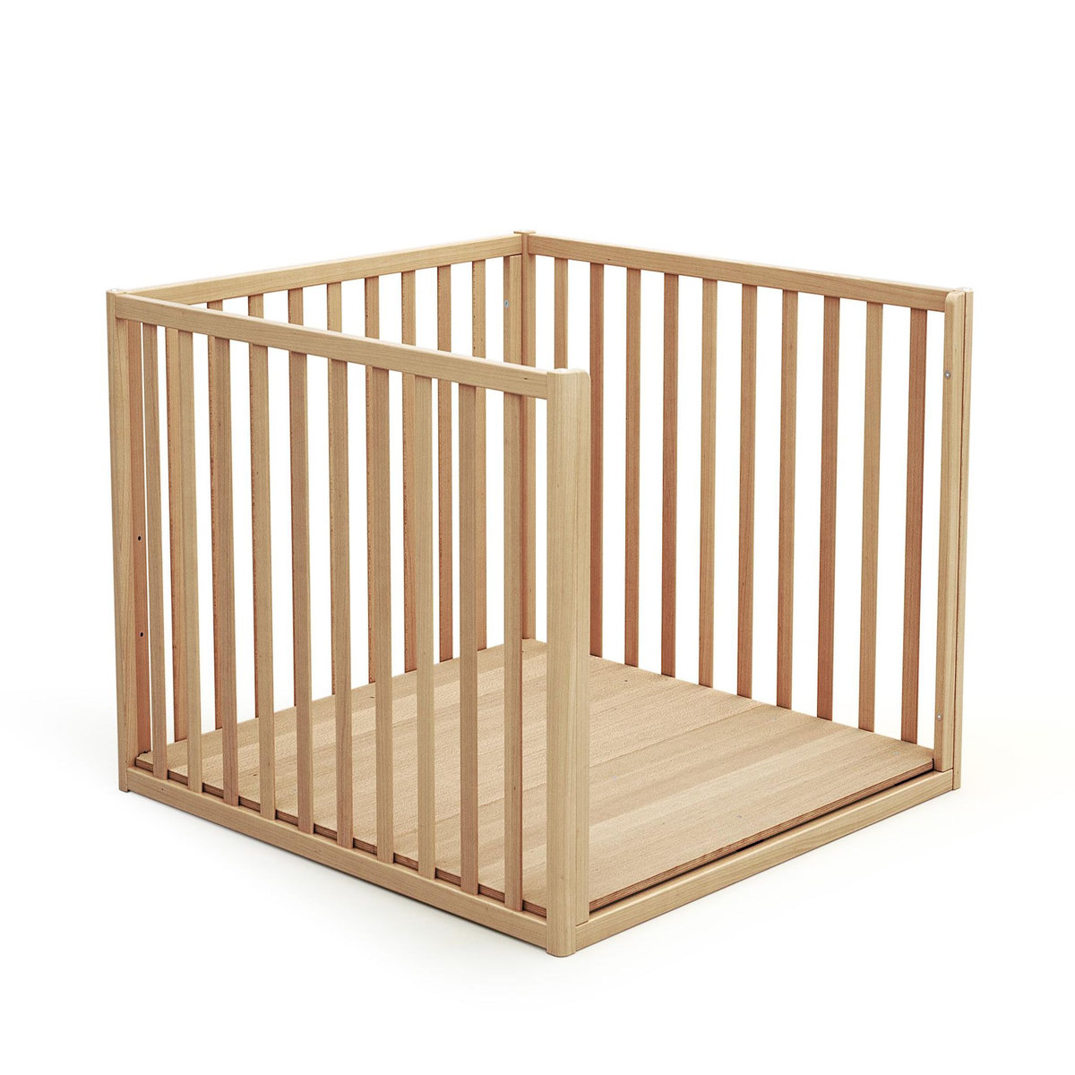AT4 Parc bébé évolutif cabane avec toit CONFORT en bois 100 x 100 cm