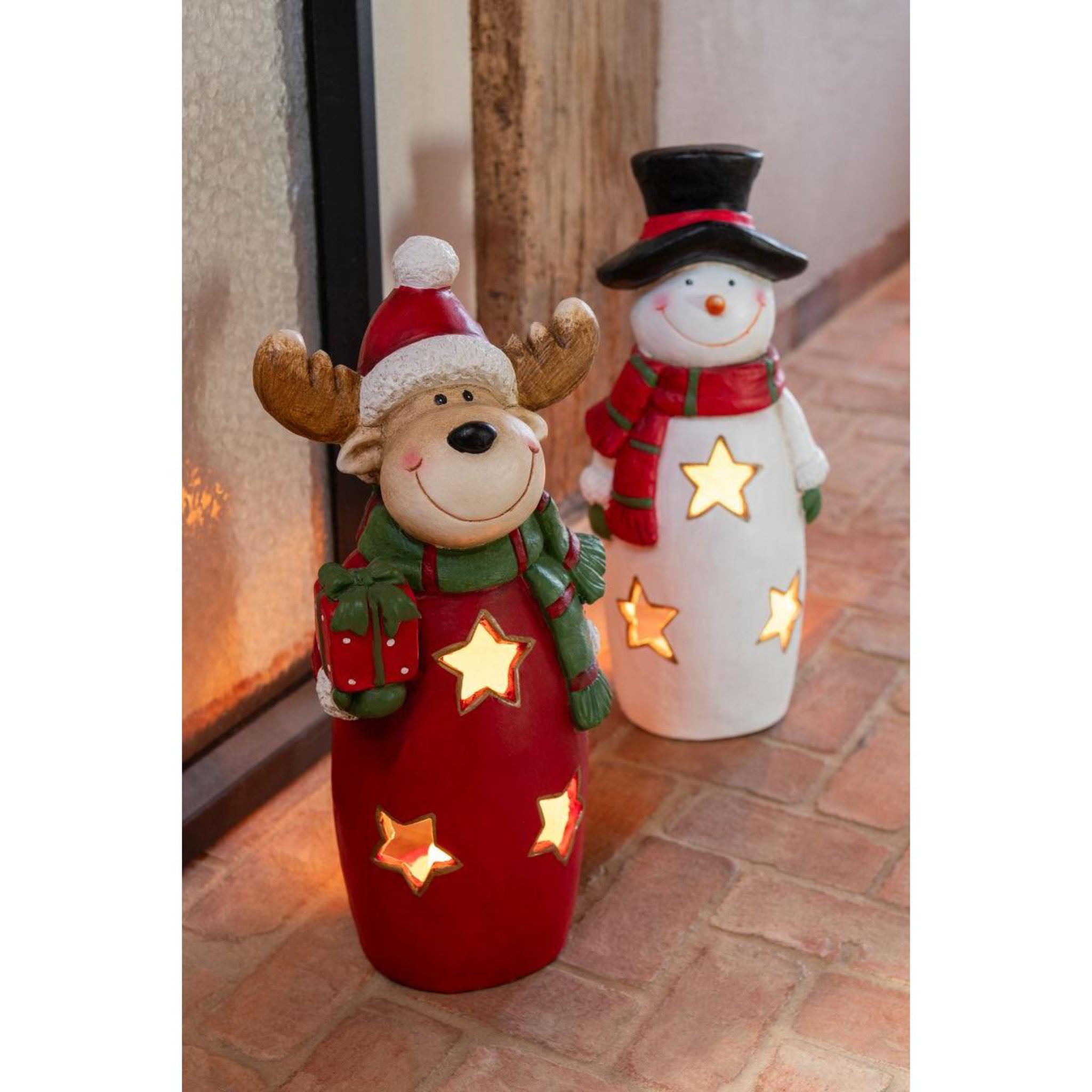 Voir la diapositive 5 : J-LINE Photophore renne noël  christmas show  52cm multicolore
