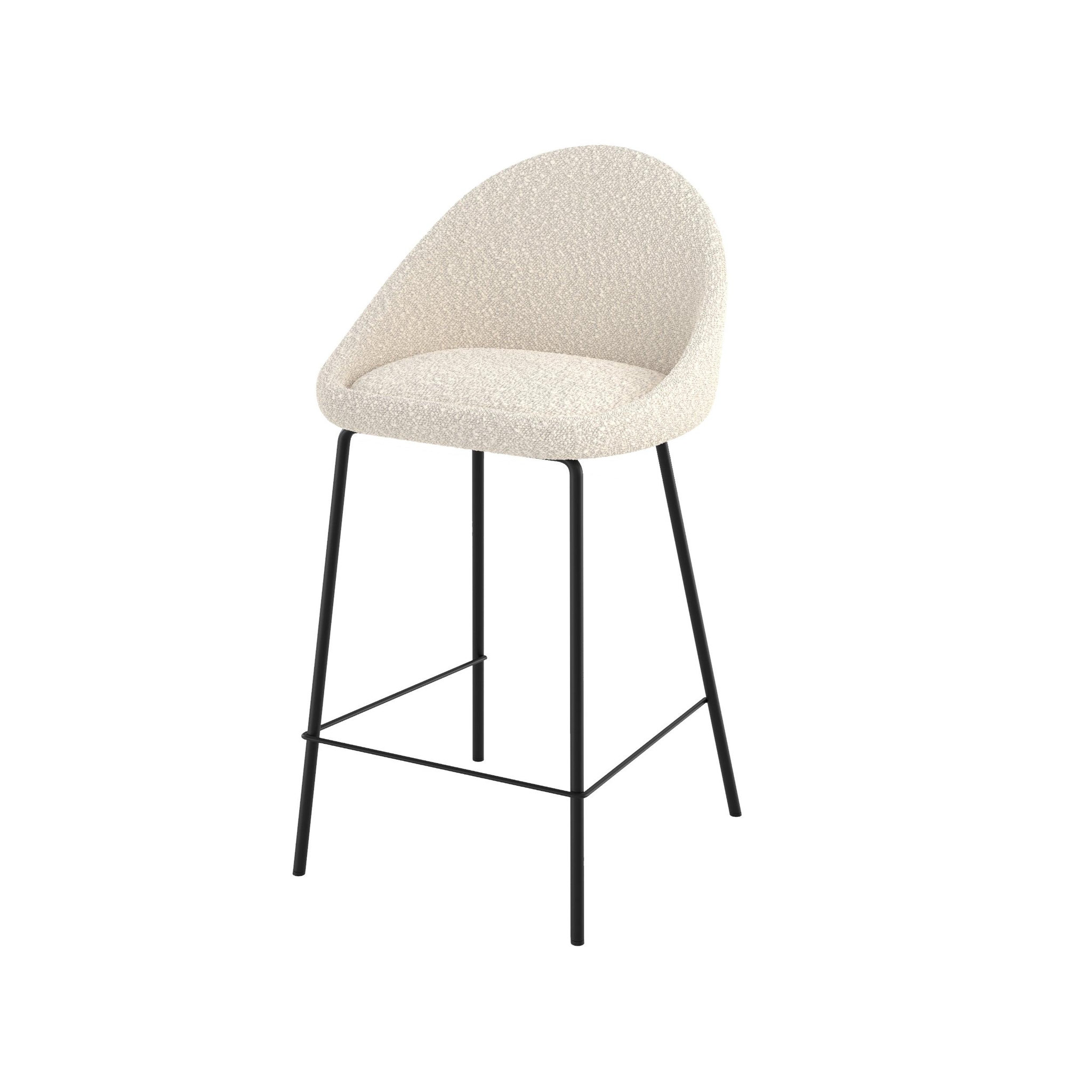 MAISON PAVANE Chaise pour îlot central effet laine bouclette blanche 65 cm-misty