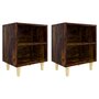 Voir la diapositive 2 : VIDAXL Tables de chevet et pieds en bois 2 pcs Chene fume 40x30x50 cm
