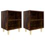 Voir la diapositive 2 : VIDAXL Tables de chevet et pieds en bois 2 pcs Chene fume 40x30x50 cm