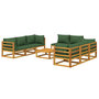 Voir la diapositive 3 : VIDAXL Salon de jardin 9 pcs avec coussins vert bois massif