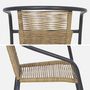 Voir la diapositive 6 : SWEEEK Fauteuils de jardin structure métallique noir et résine plastique couleur naturelle. traitement antirouille. lot de 4 TONALA